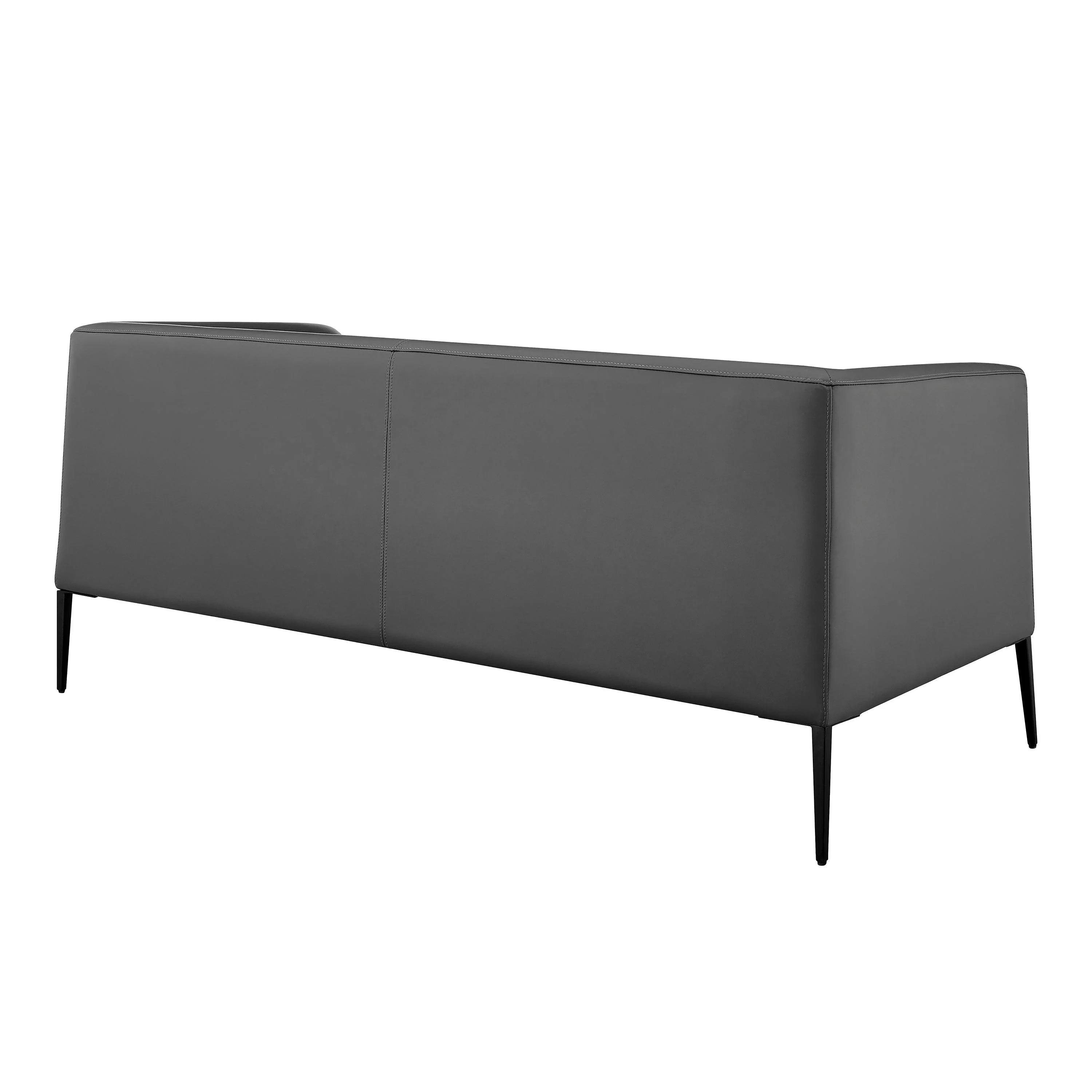 Matias Loveseat in Gray Leatherette with Matte Black Legs - Frankwebs