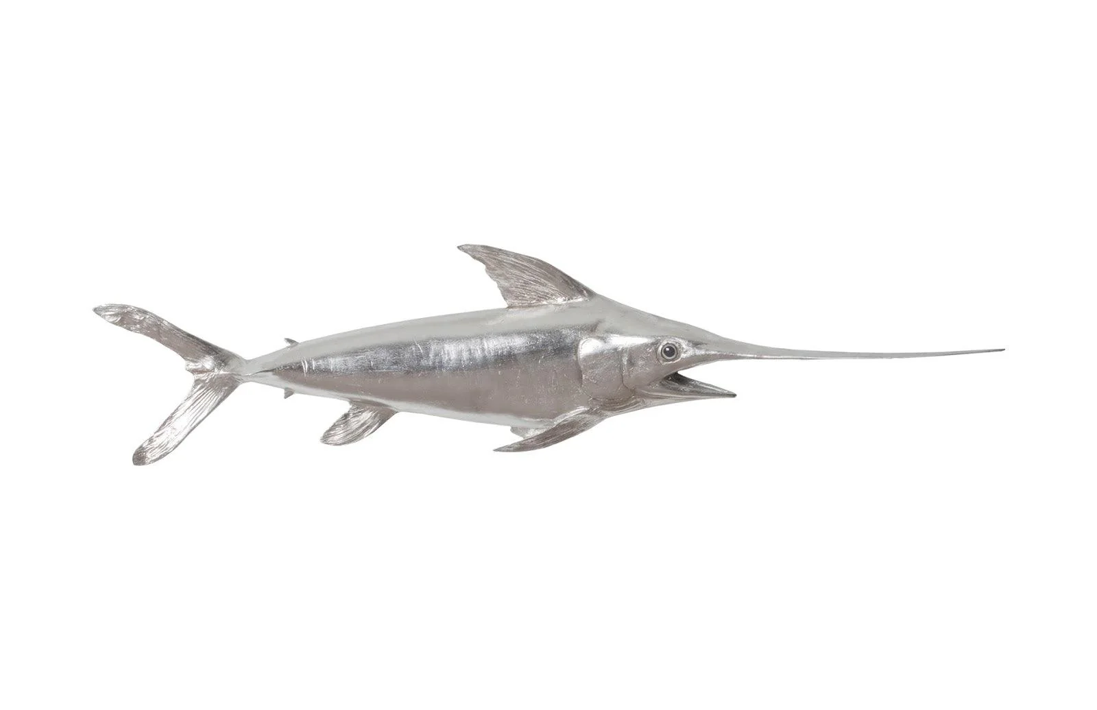 Broadbill Swordfish Fish Wall Sculpture, Resin, Silver Leaf - Frankwebs