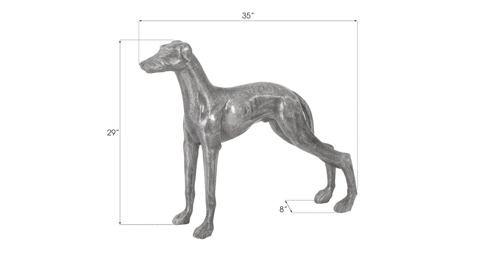 Posing Dog Sculpture, Black/Silver, Aluminum - Frankwebs