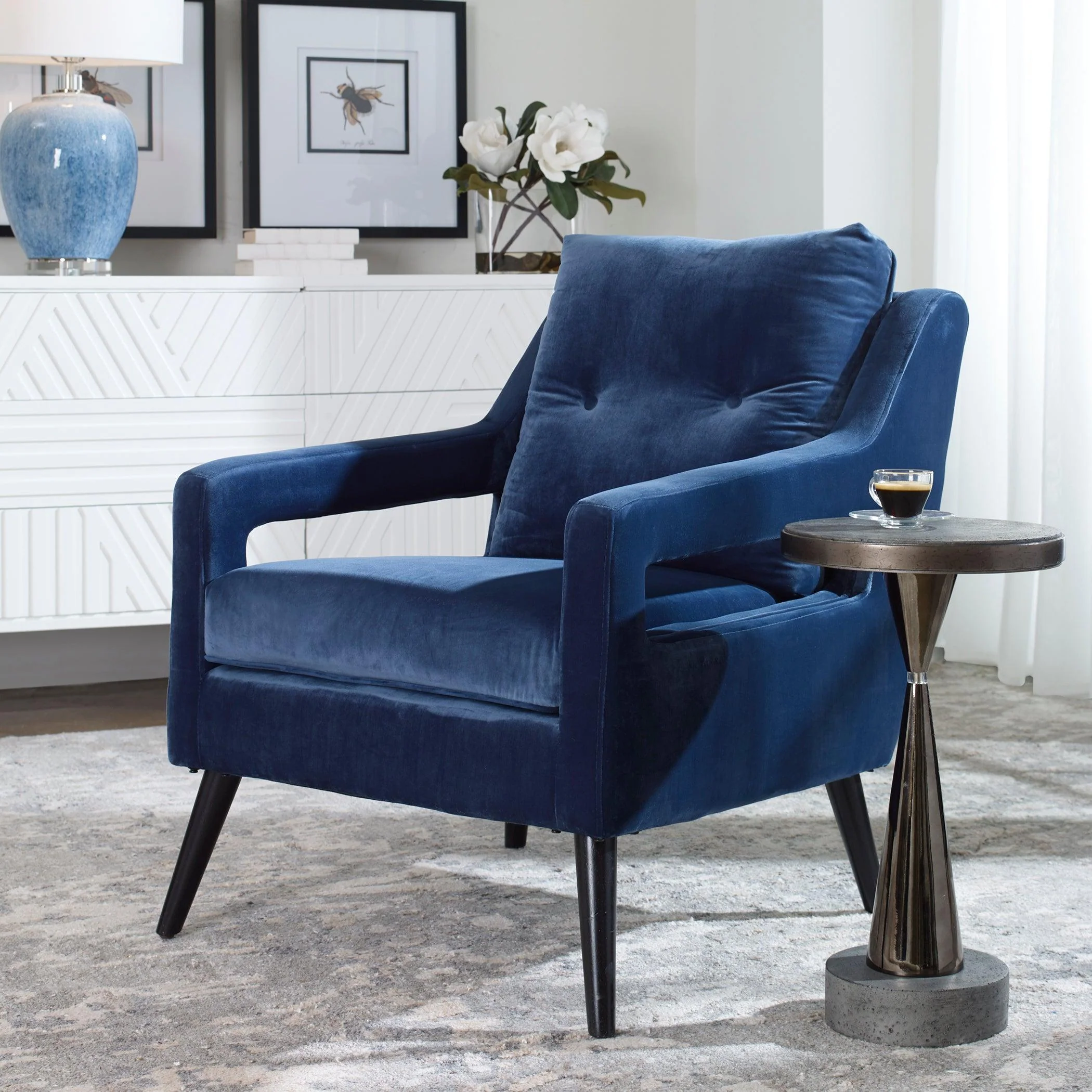 O'Brien Blue Velvet Armchair - Frankwebs
