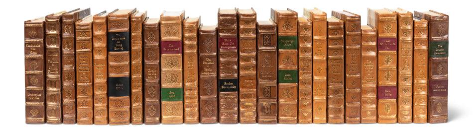 Faux Tan Leather Books - Set Of 24 - Frankwebs