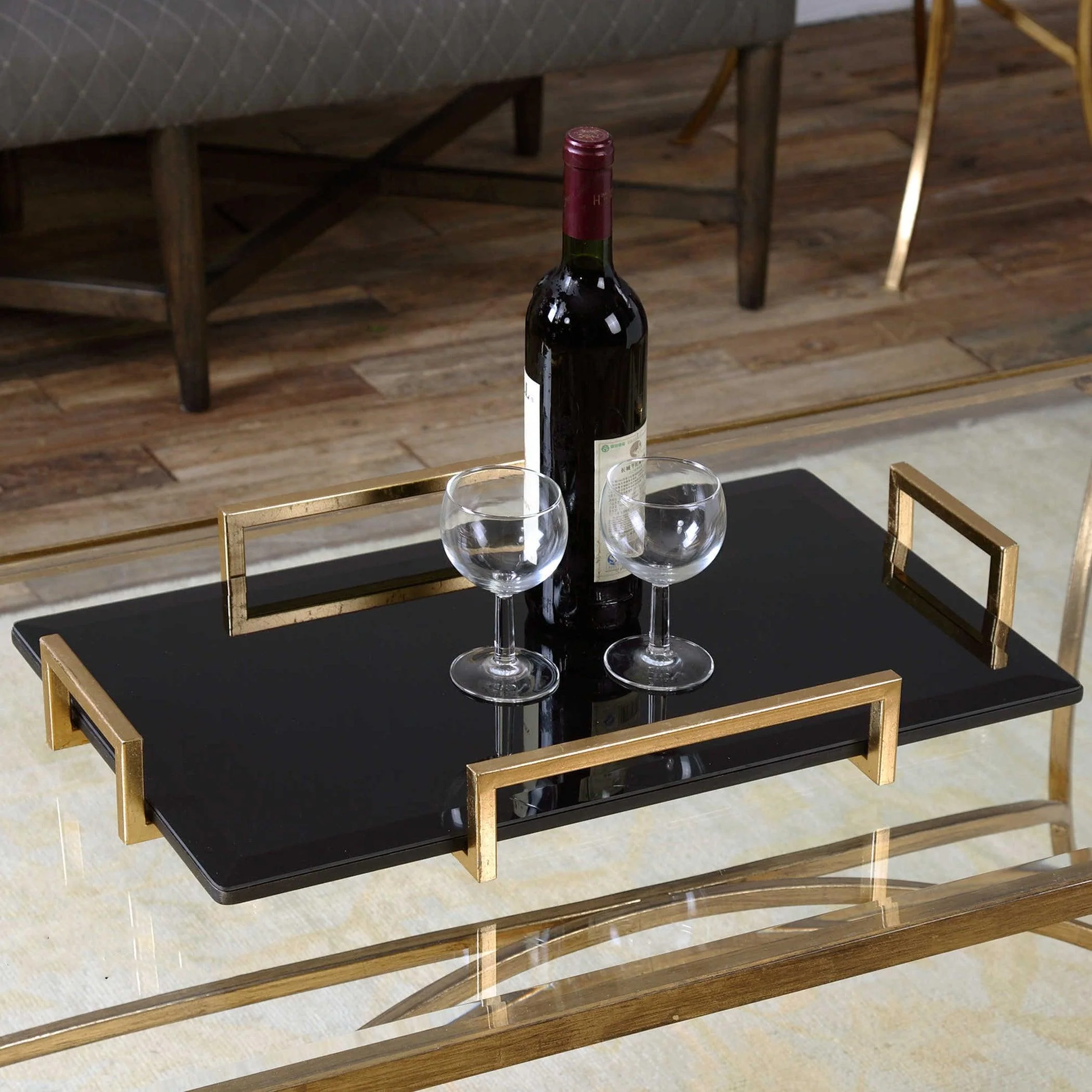 ETTORE BLACK GLASS TRAY - Frankwebs
