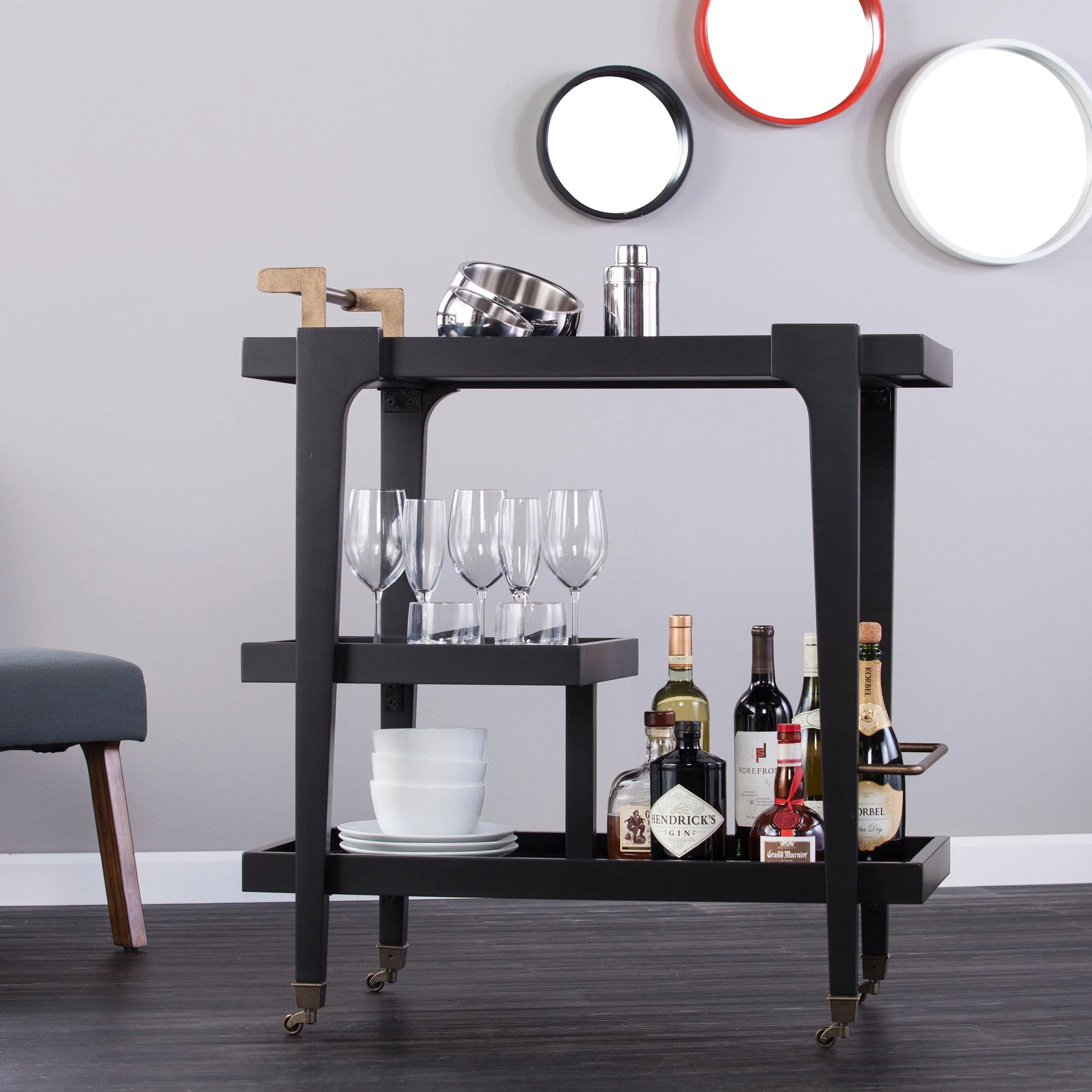 Holly & Martin Zhori Midcentury Modern Bar Cart - Black - Frankwebs