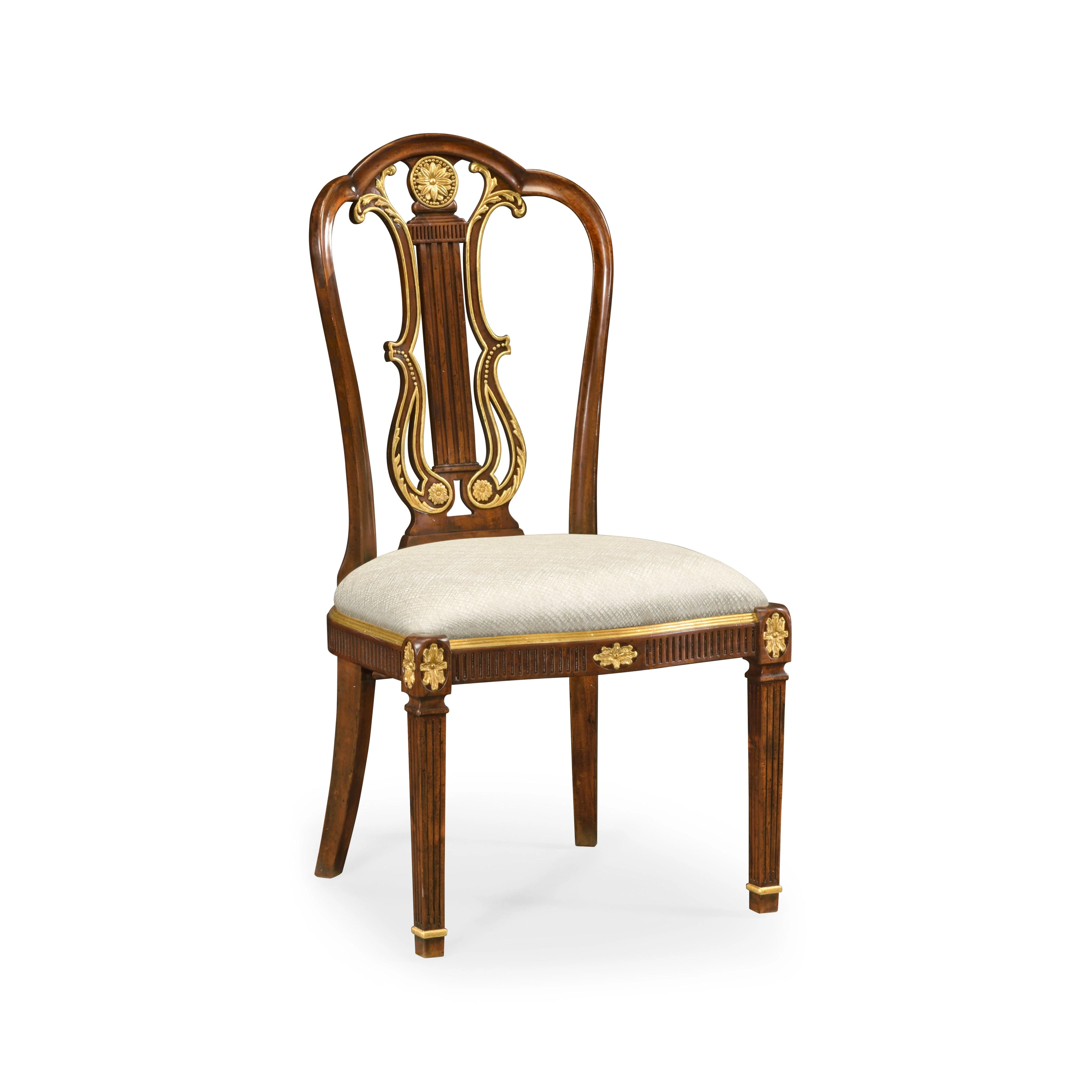 Buckingham Neo-classical Gilded Lyre Back Dining Chair - Frankwebs