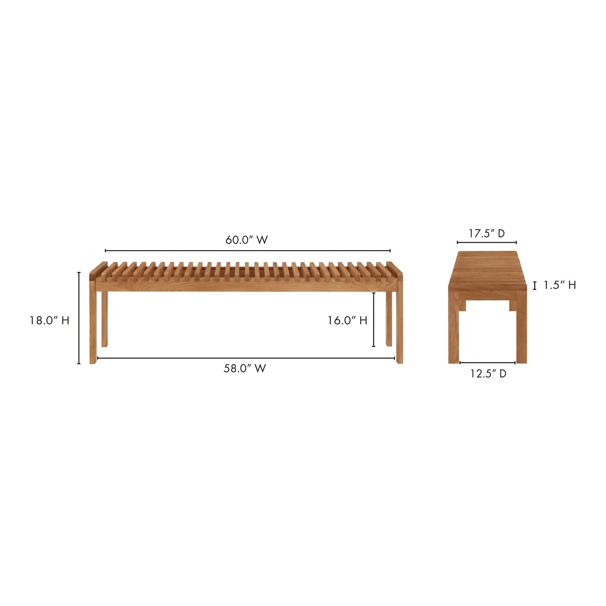Rohe Oak Bench Natural - Frankwebs