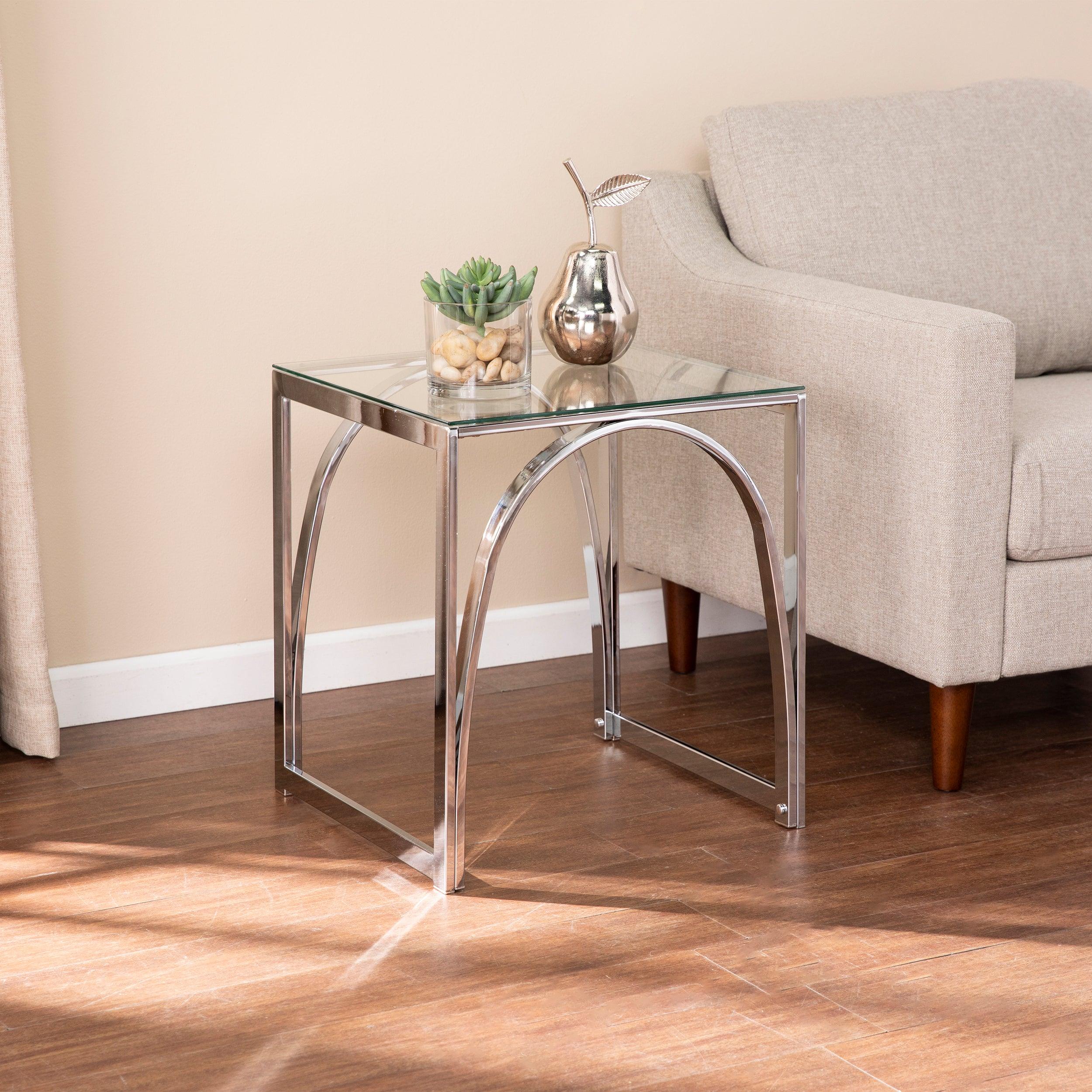 Stevenly Square Glass-Top End Table - Frankwebs