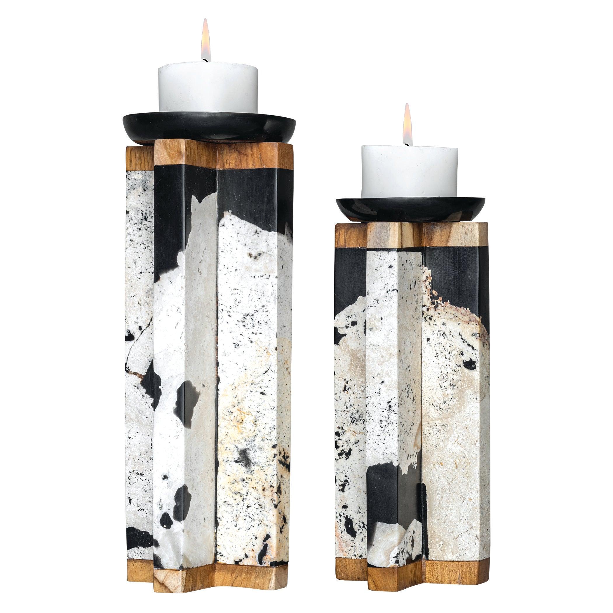 ILLINI STONE CANDLEHOLDERS, SET OF 2 - Frankwebs