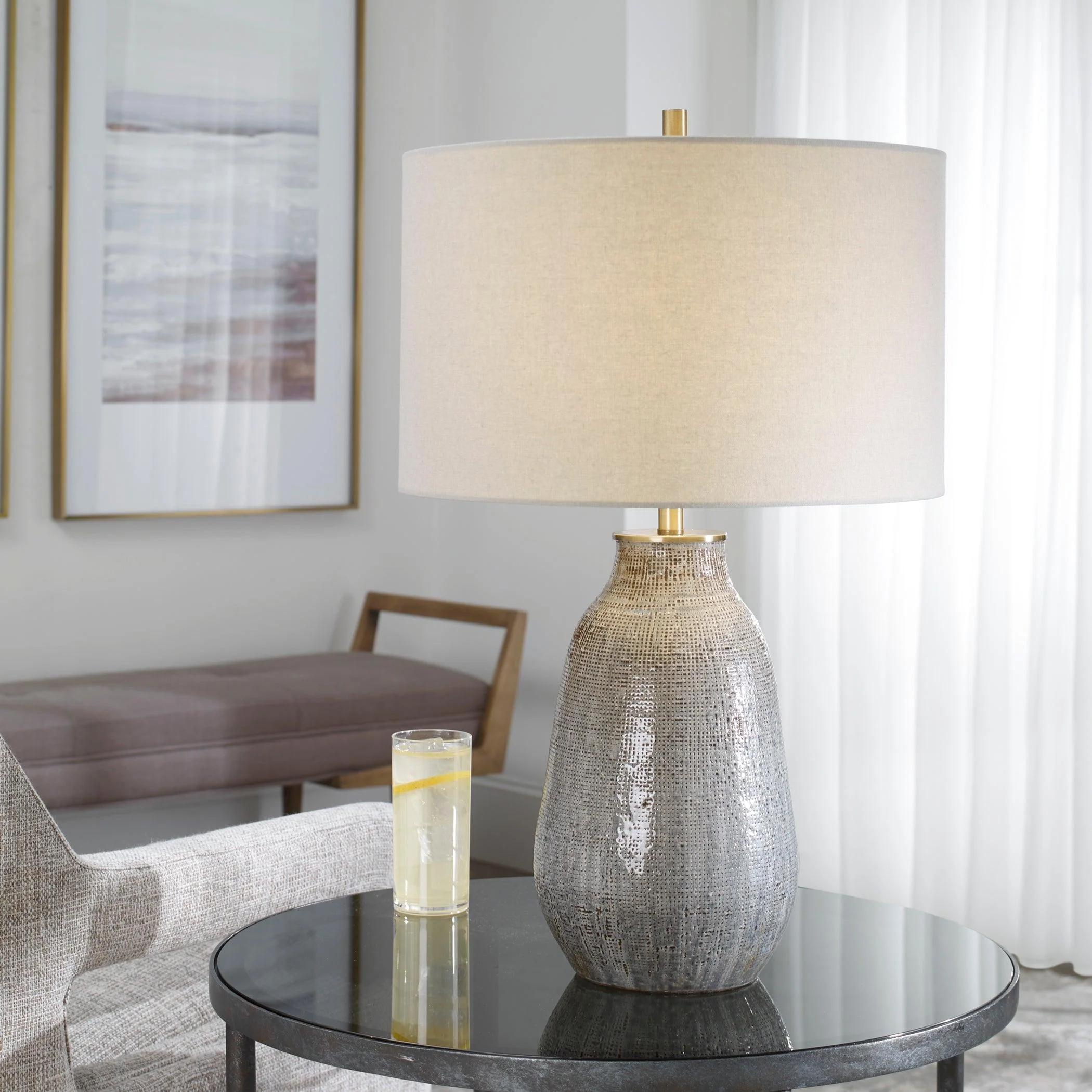 MONACAN GRAY TEXTURED TABLE LAMP - Frankwebs
