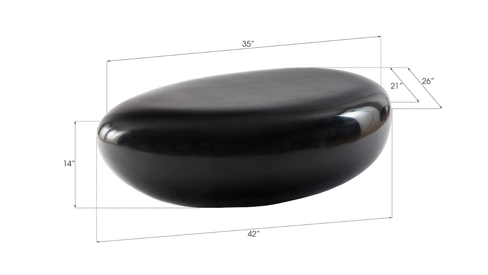River Stone Coffee Table, Small, Gel Coat Black - Frankwebs