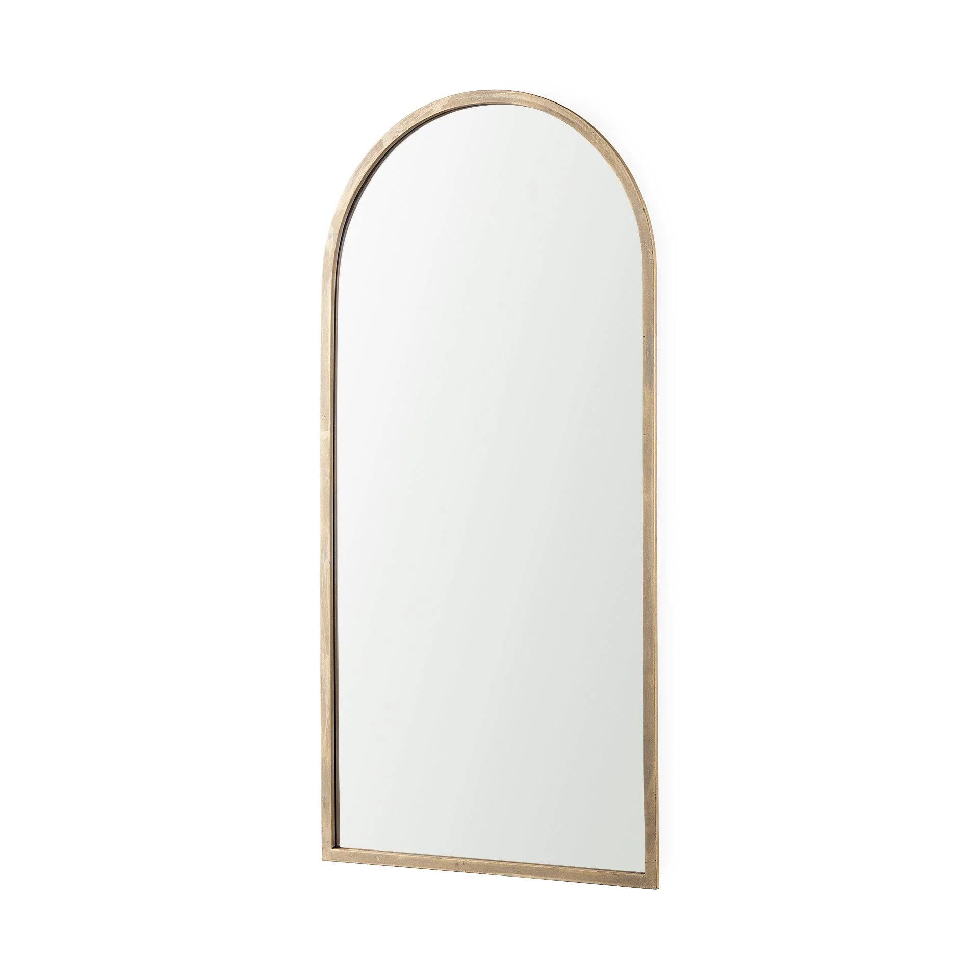 Giovanna 23.6L x 1.2W x 48.8H Gold Metal Frame Rounded Arch Vanity Mirror - Frankwebs