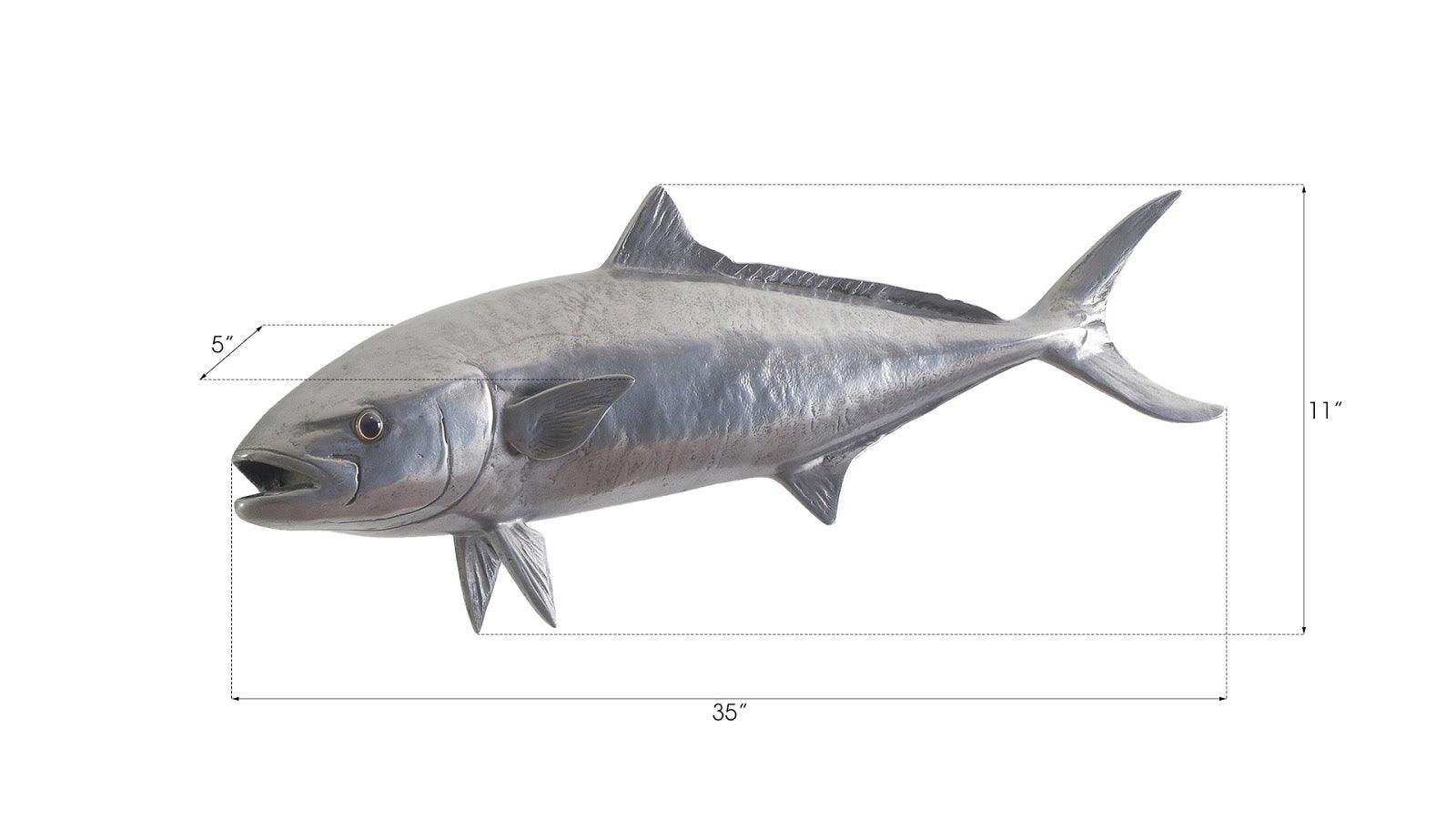 Yellow Tailed King Fish Wall Sculpture, Resin, Polished Aluminum Finish - Frankwebs