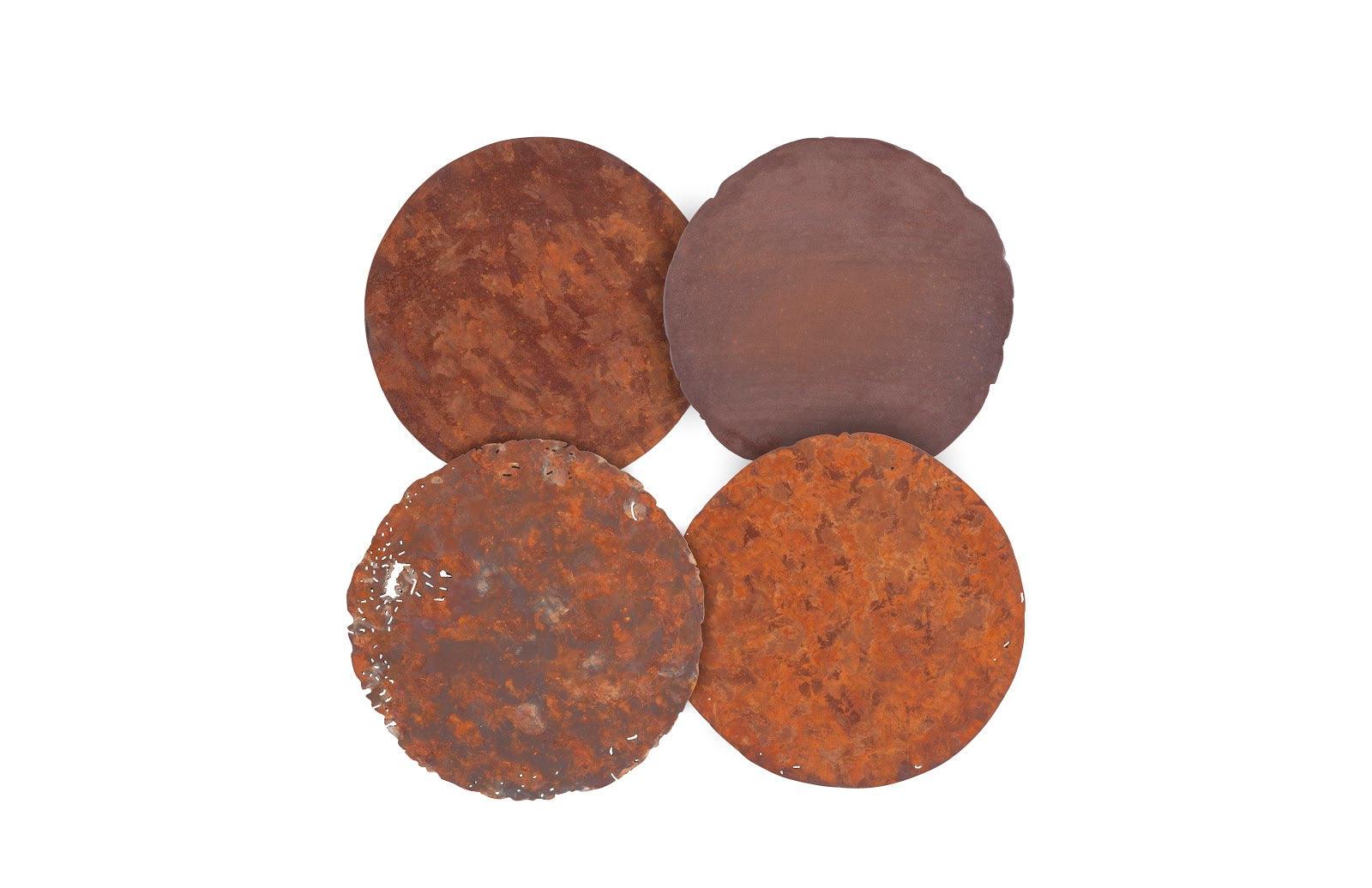 Cast Oil Drum Wall Discs, Resin, Rust Finish, Set of 4 - Frankwebs