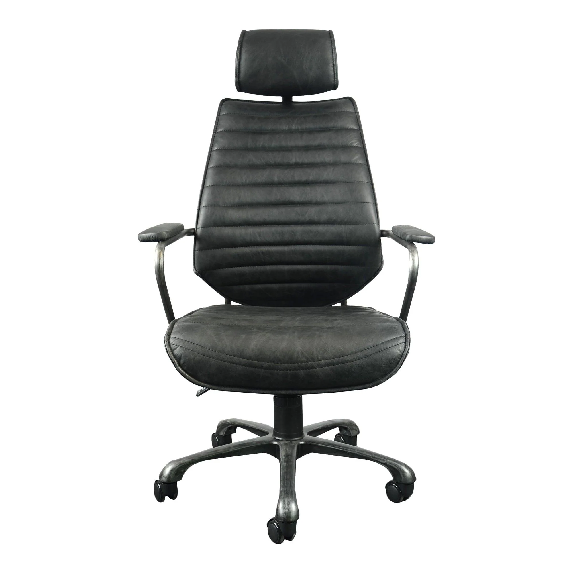 Executive Swivel Office Chair Onyx Black Leather - Frankwebs