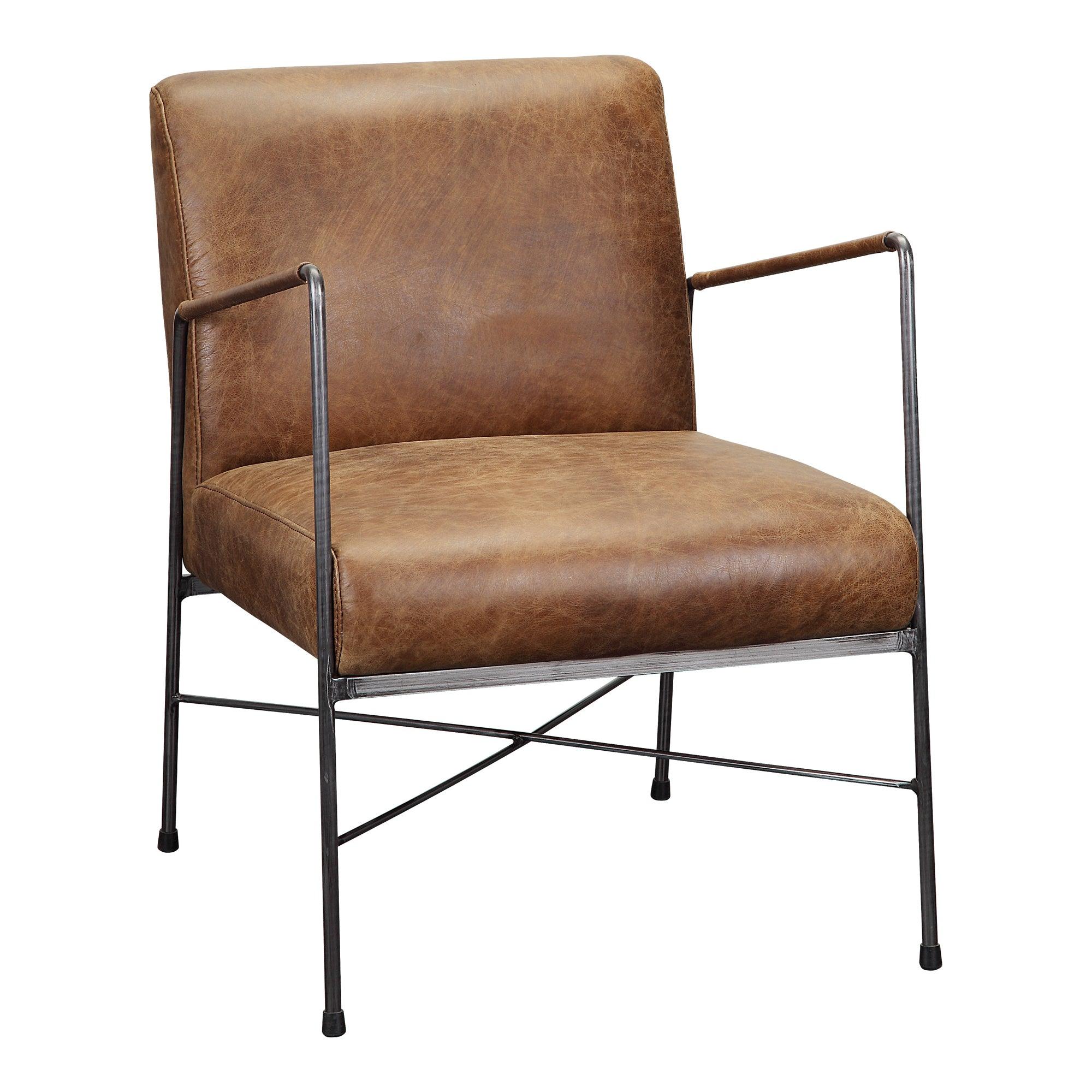 Dagwood Leather Arm Chair Open Road Brown Leather - Frankwebs
