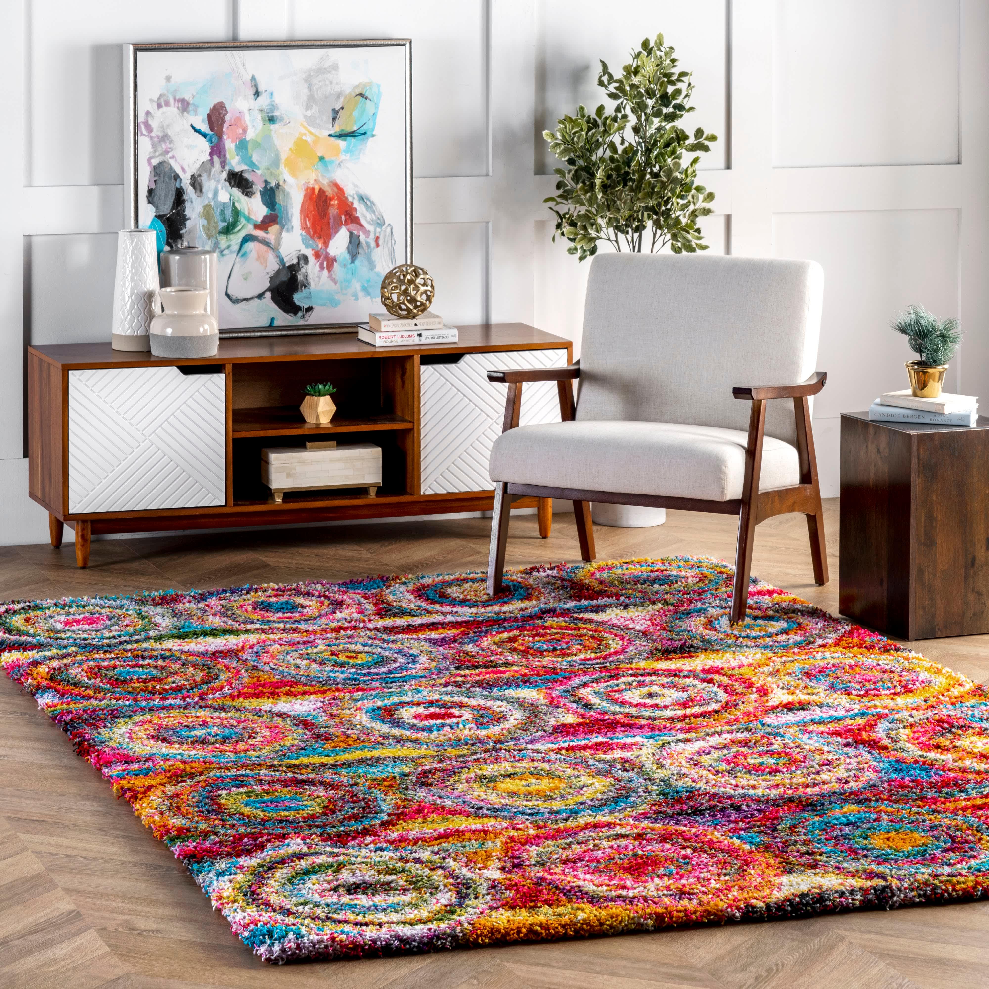 Kindra Circles Shaggy Area Rug - Frankwebs