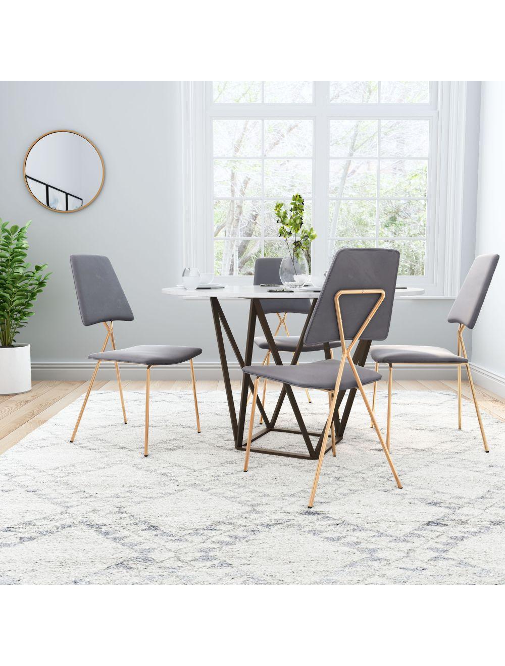 Chloe Dining Chair (Set of 2) Gray & Gold - Frankwebs
