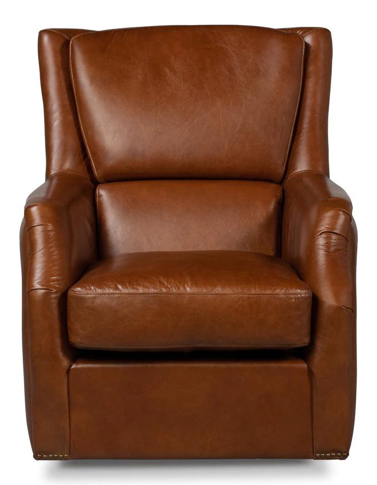 Baker Leather Swivel Chair Havana Lthr - Frankwebs
