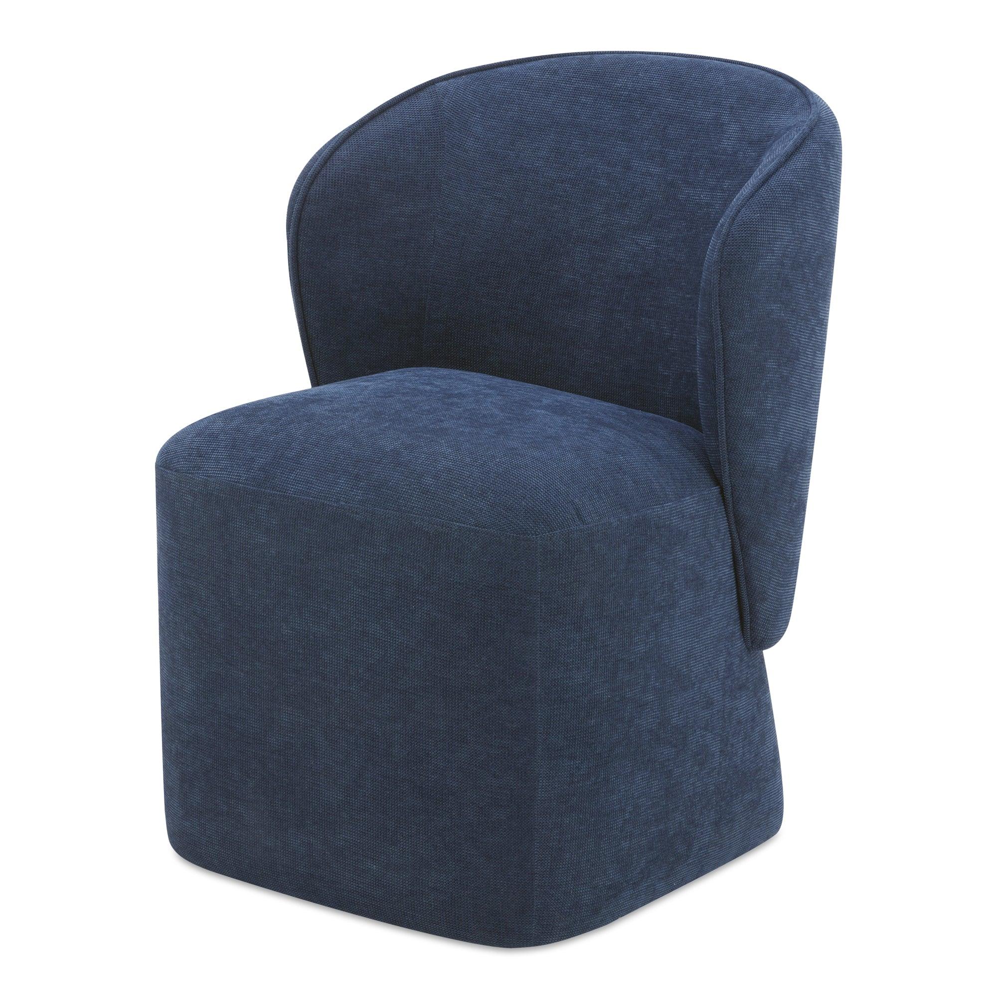 Larson Rolling Dining Chair Performance Fabric Navy Blue - Frankwebs