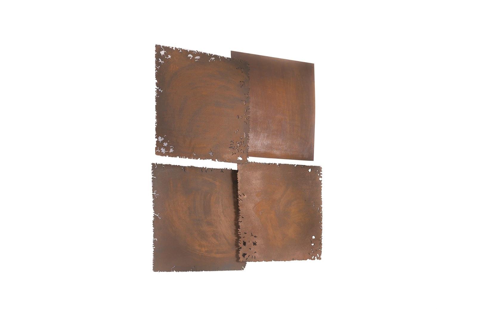 Cast Square Oil Drum Wall Tiles, Resin, Rust Finish, Set of 4 - Frankwebs