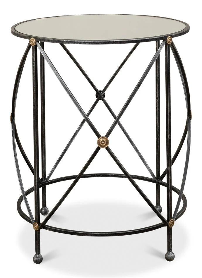 Drum & Fife Lamp Table W/Mirror Glass Tp - Frankwebs