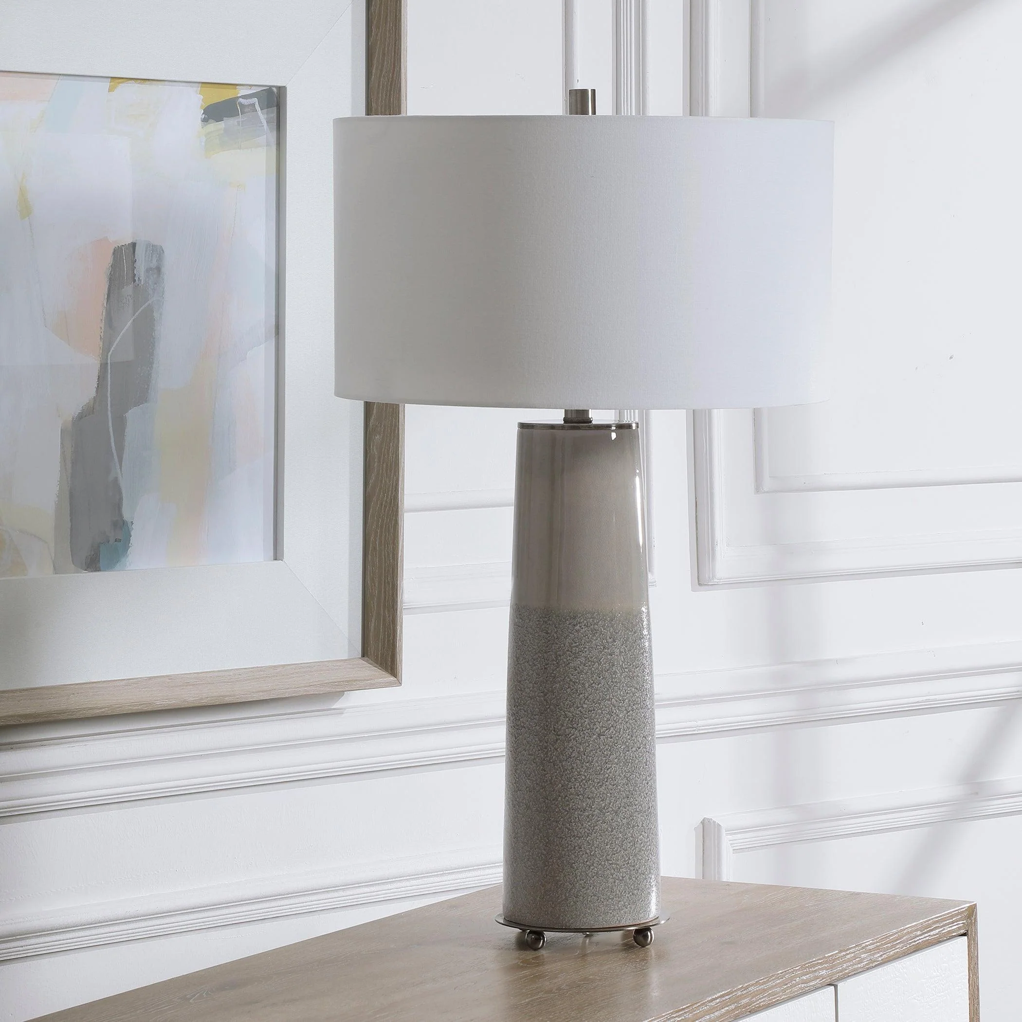 ABDEL GRAY GLAZE TABLE LAMP - Frankwebs