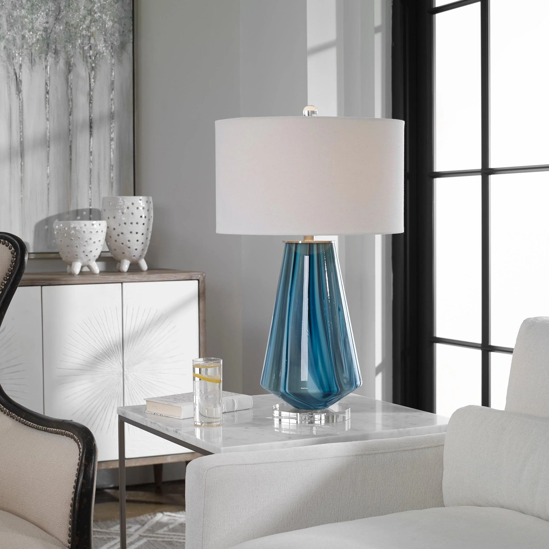 Pescara Teal-Gray Glass Lamp - Frankwebs