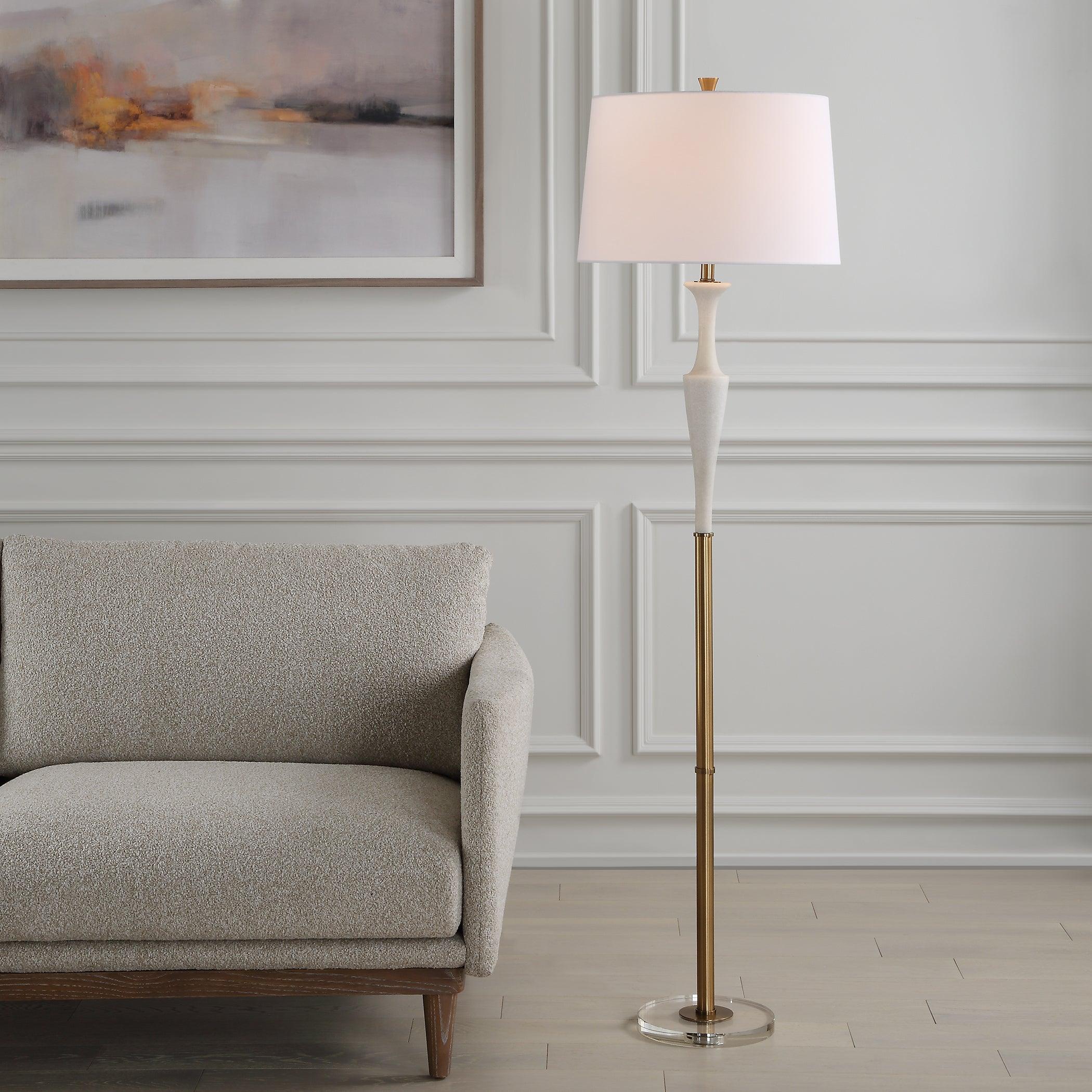 Colette White Stone Floor Lamp - Frankwebs