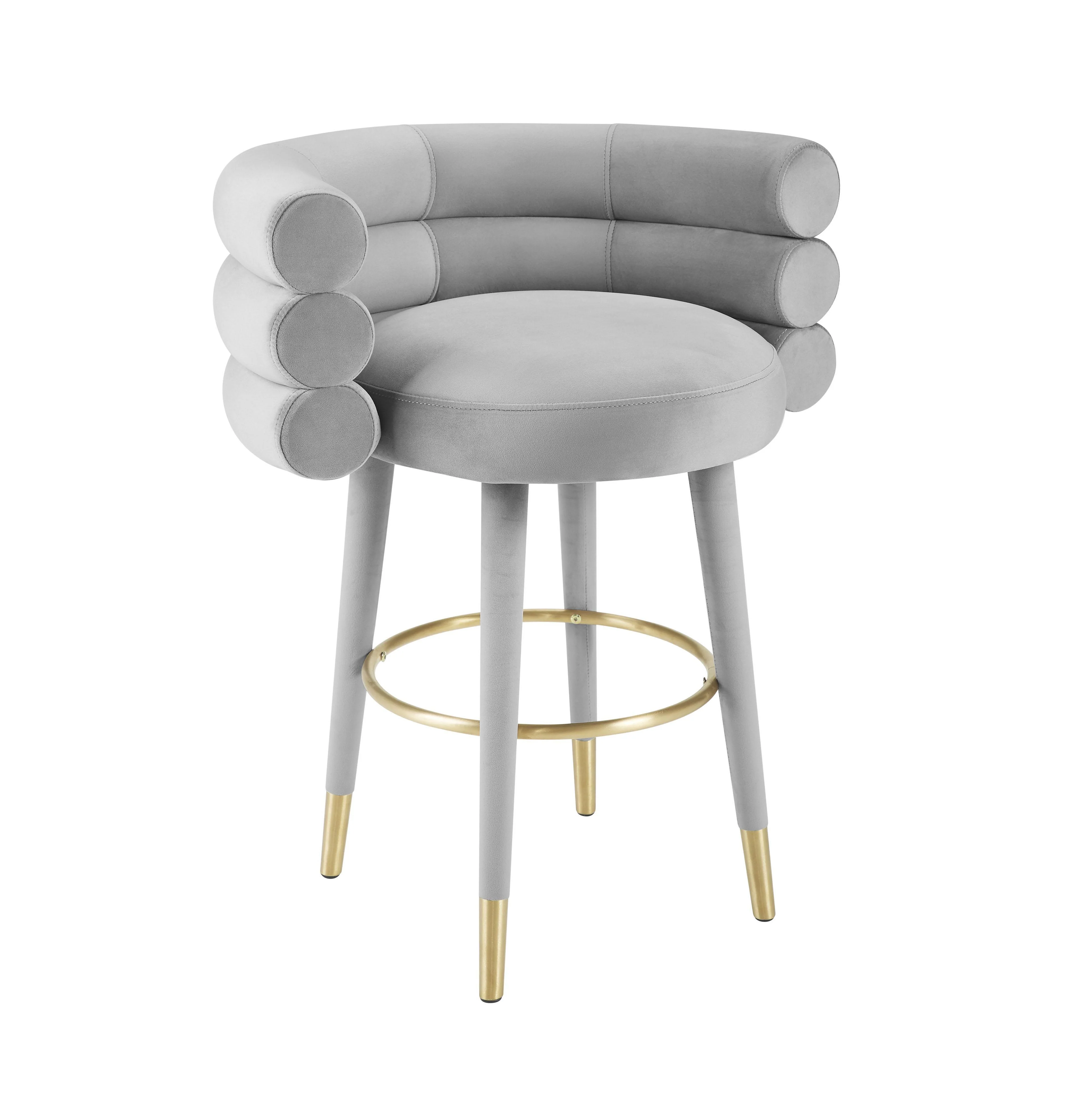 Betty Grey Velvet Counter Stool - Frankwebs