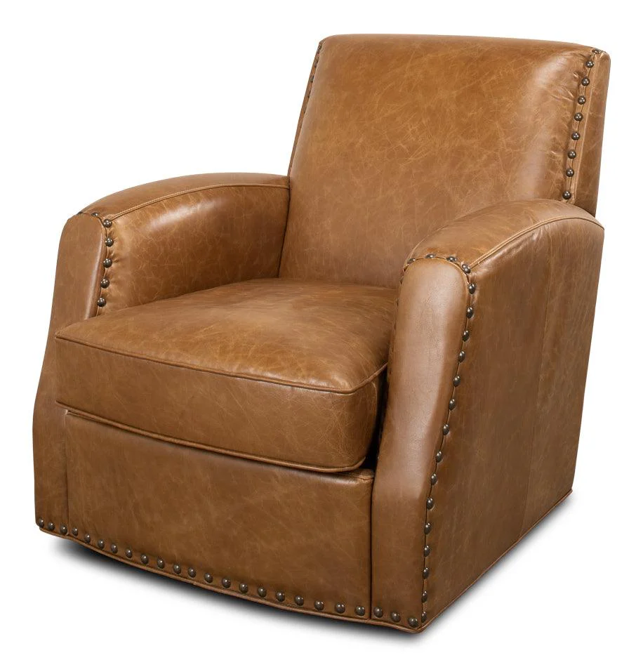 Taft Leather Swivel Chair - Cuba Brown - Frankwebs