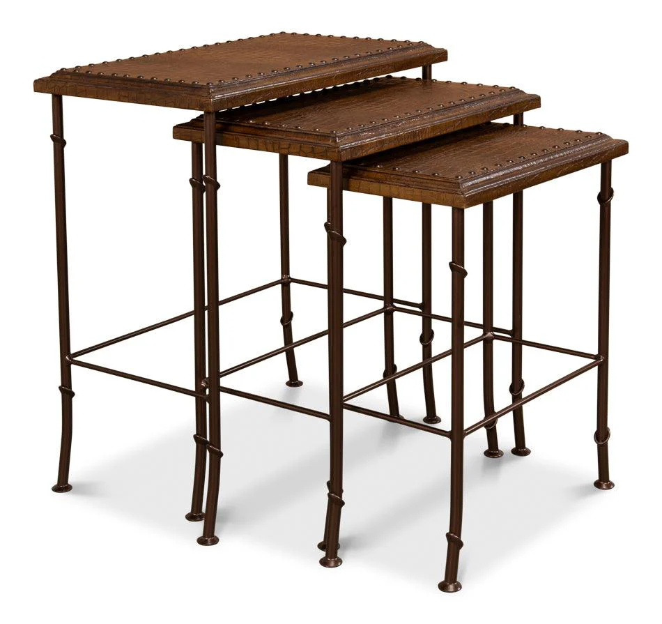 Croc Leather Nesting Tables - Set/3 - Frankwebs