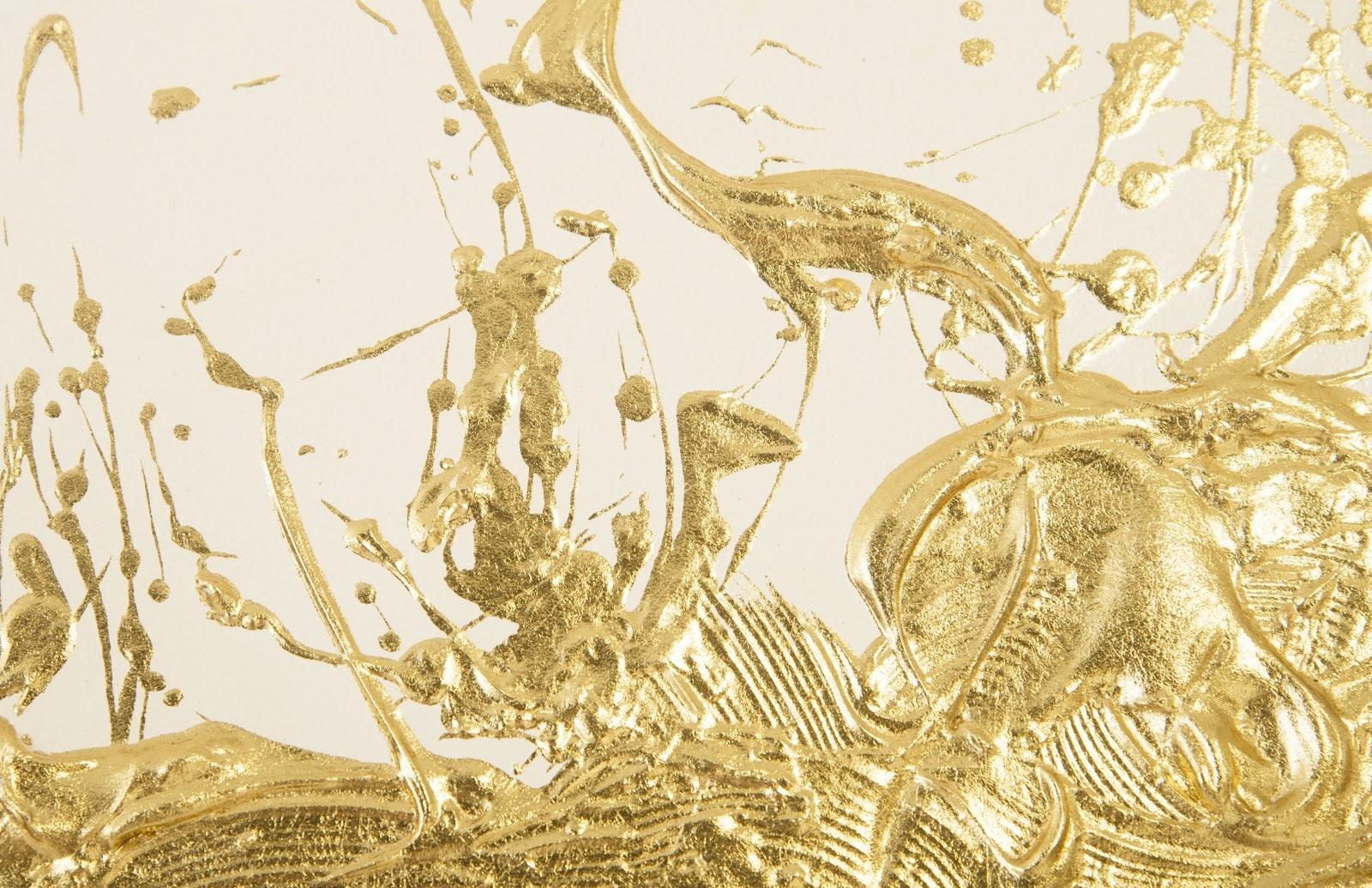 Wisp Wall Tile, Chamcha Wood, Gold Leaf on White - Frankwebs