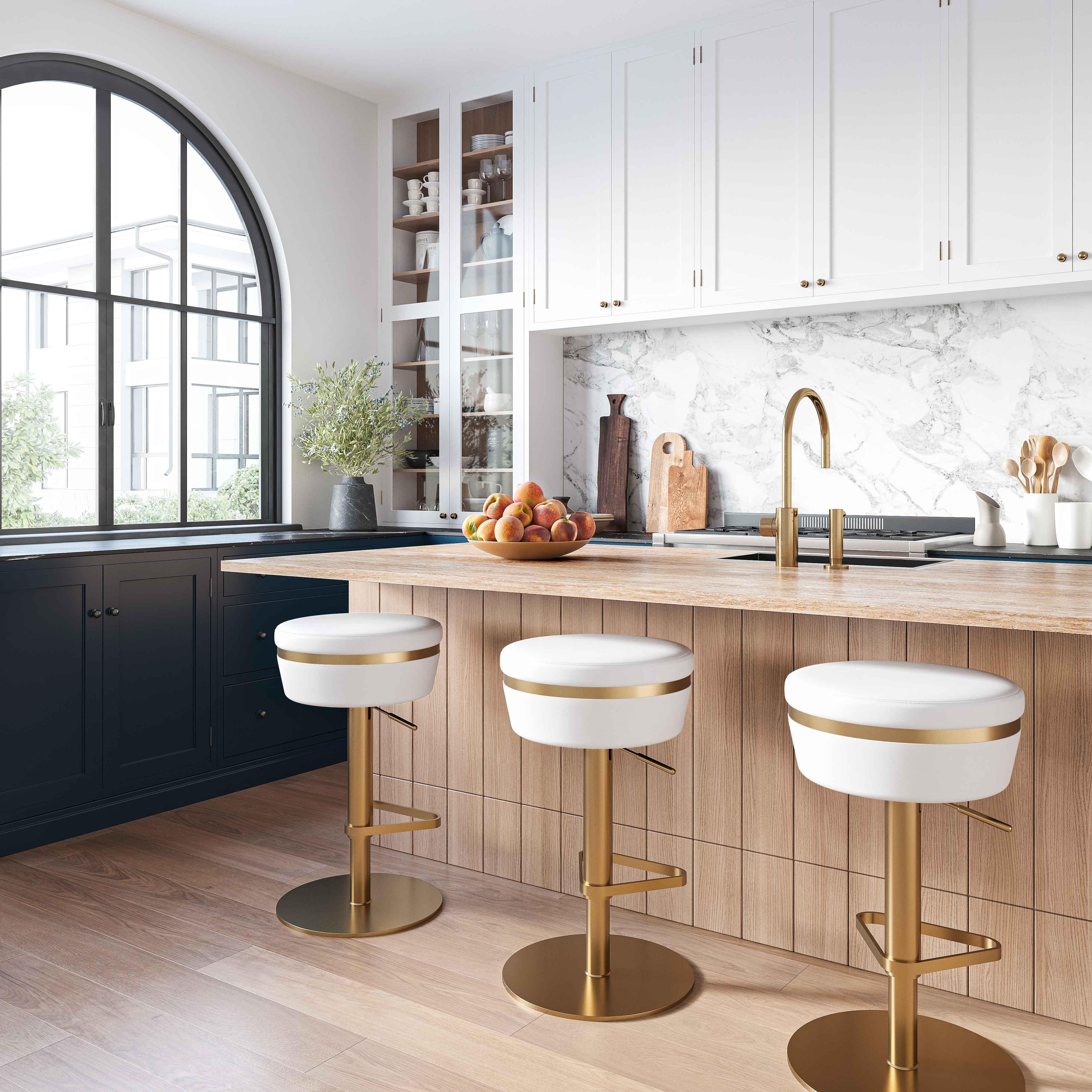 Astro White and Gold Adjustable Stool - Frankwebs