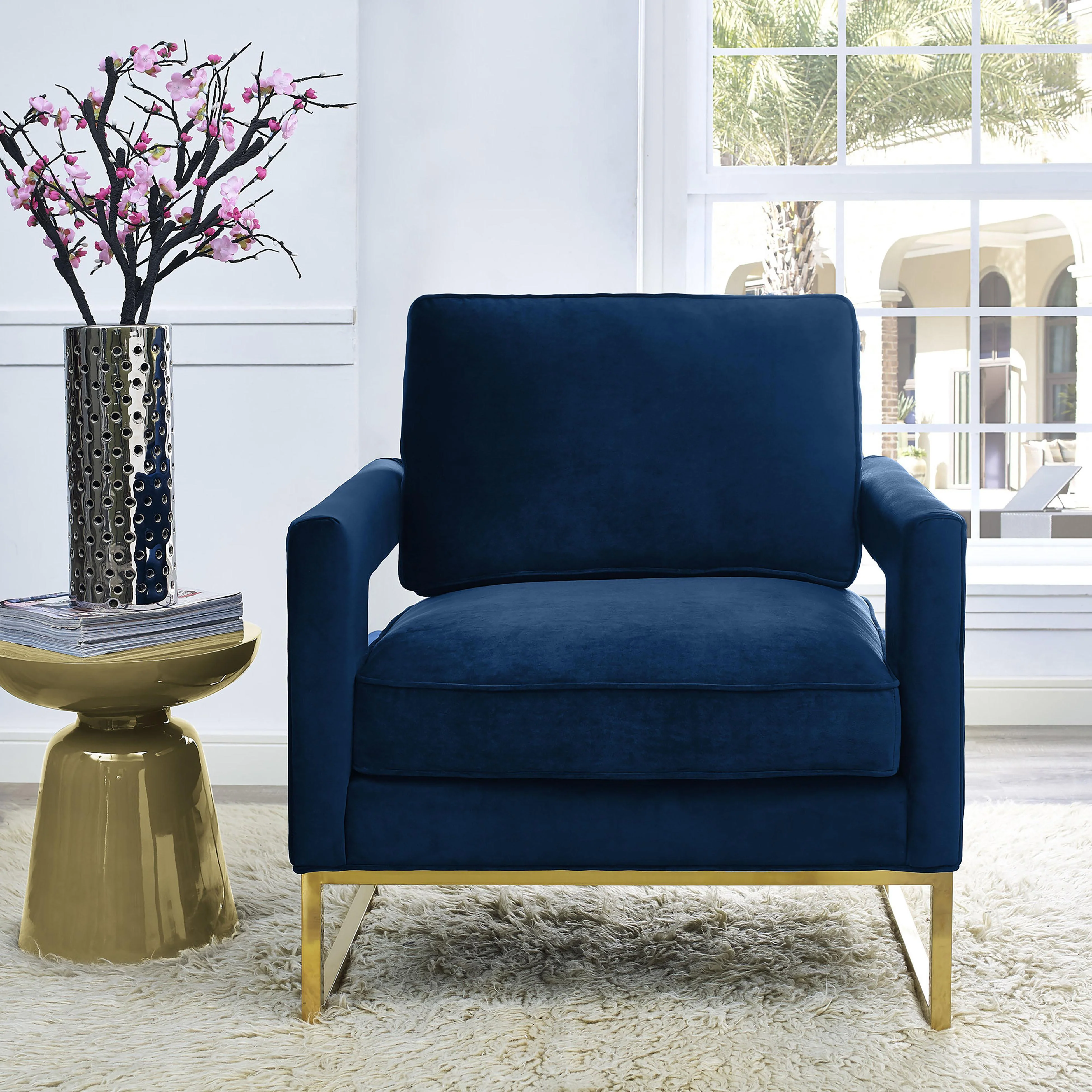 Avery Navy Velvet Chair - Frankwebs