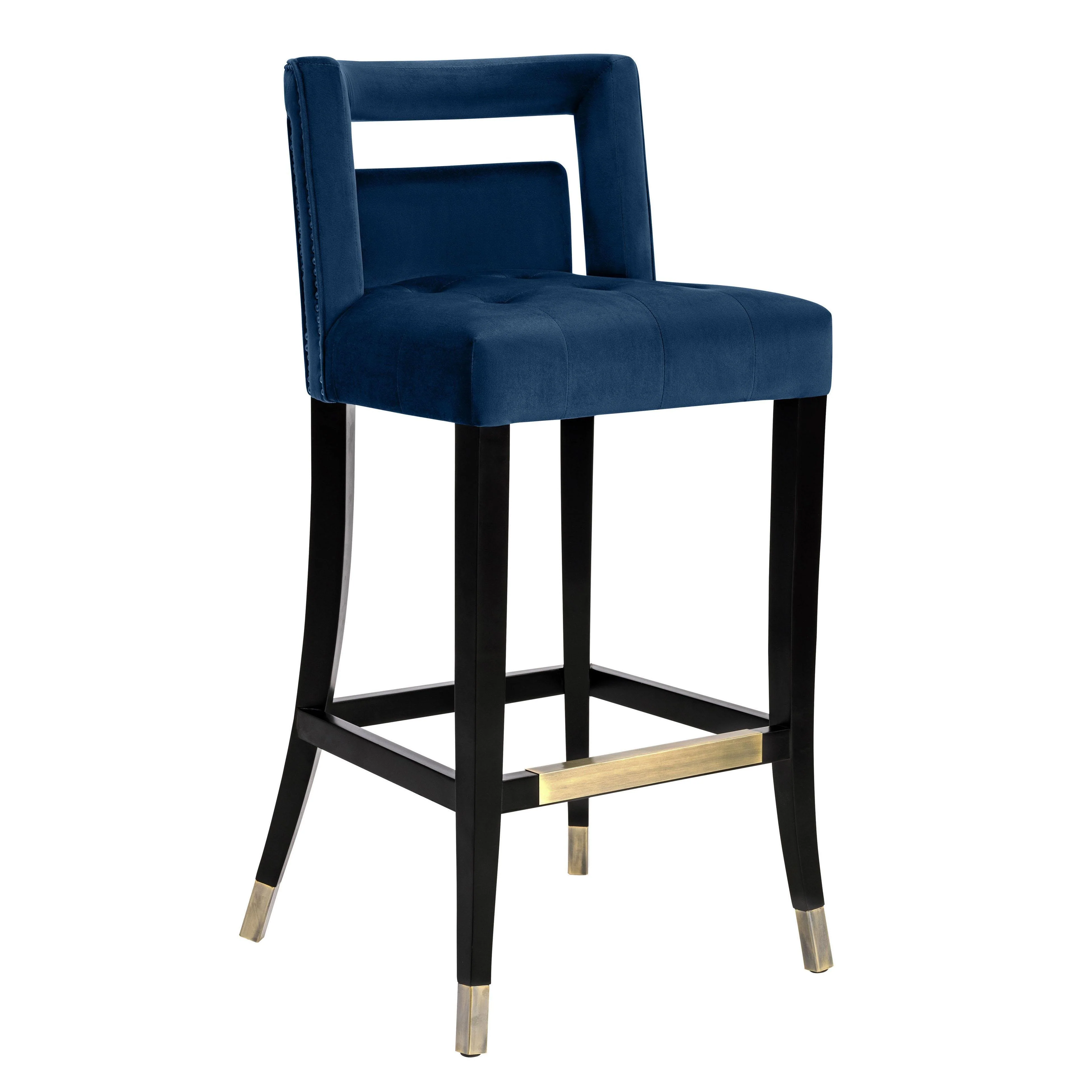 Hart Navy Velvet Bar Stool - Frankwebs