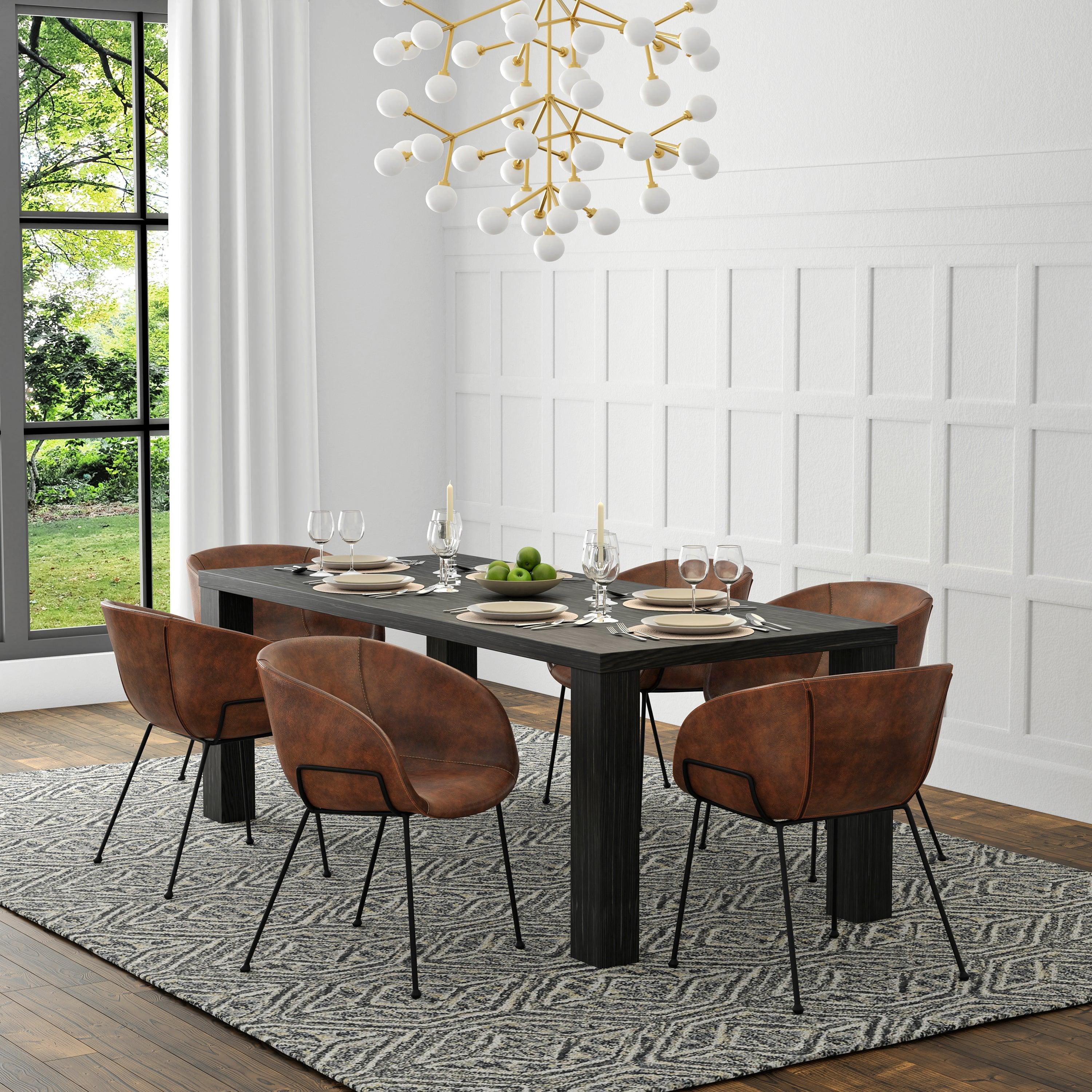 Zach Armchair with Leatherette and Powder Coated Steel Frame and Legs - Set of 2 - Frankwebs