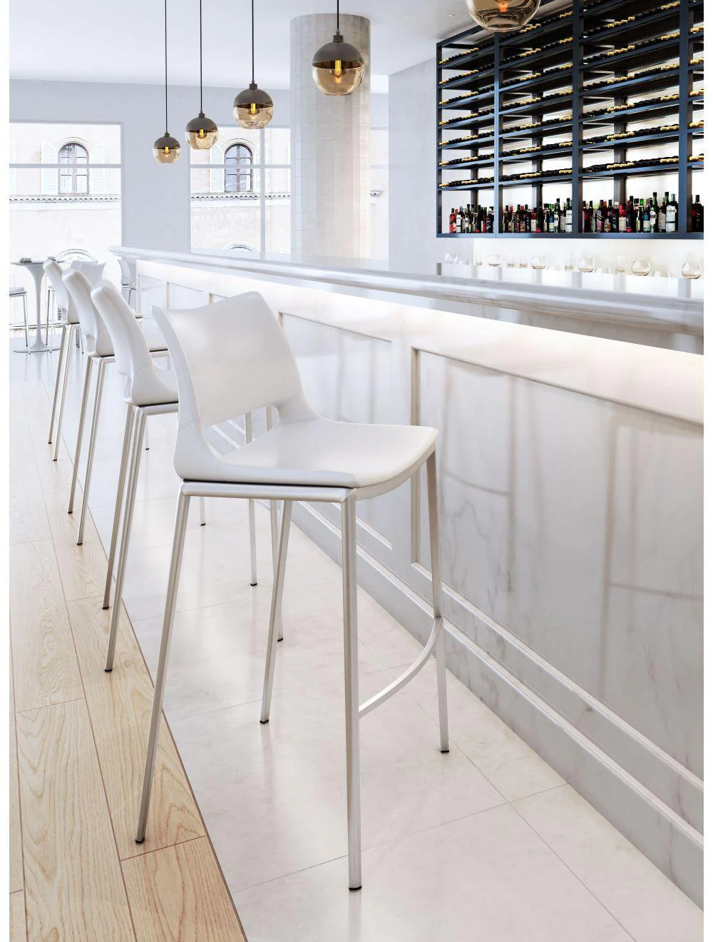 Ace Bar Chair (Set of 2) White & Silver - Frankwebs