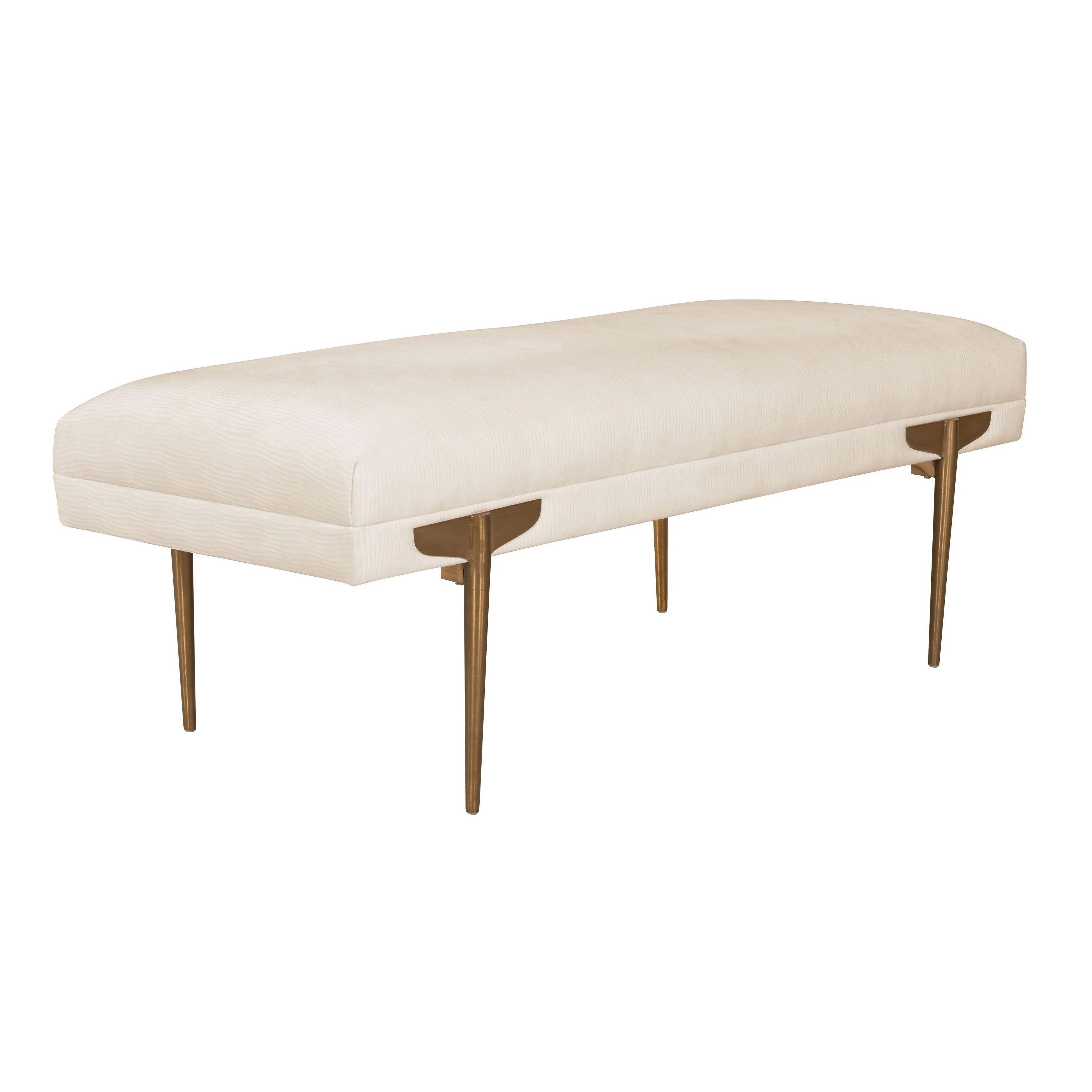 Brno White Waived Velvet Bench - Frankwebs