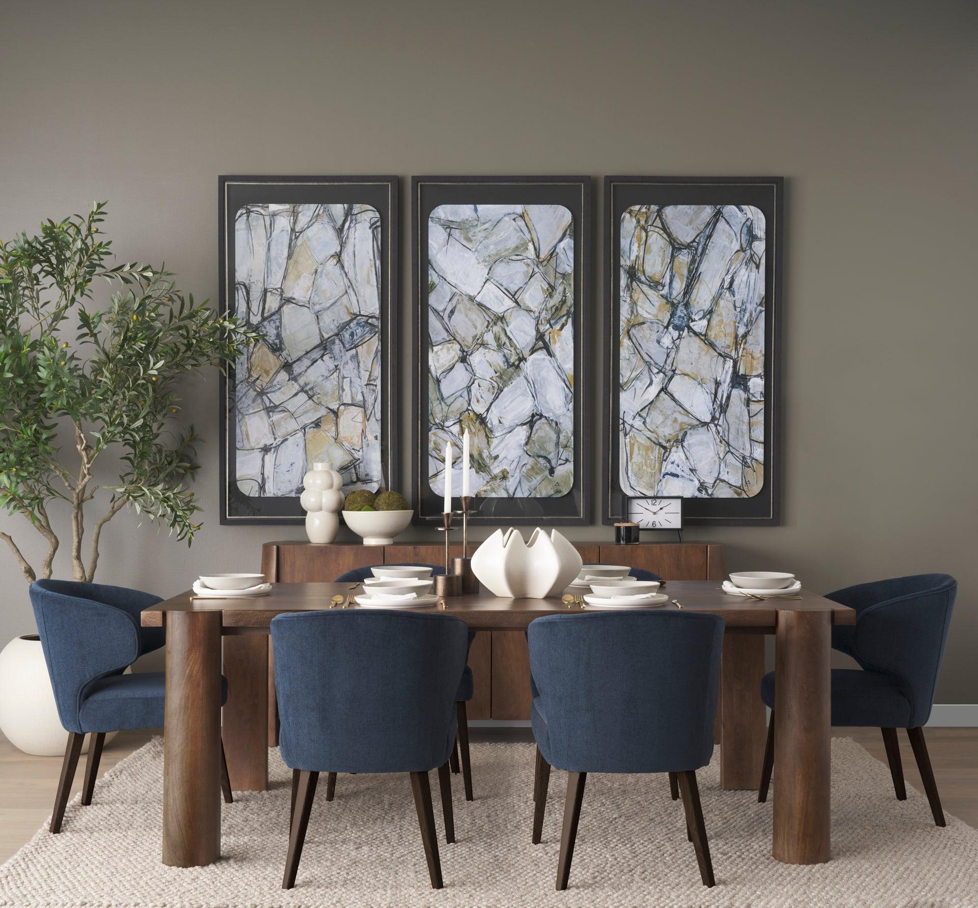 Niles 23.5L x 24.0W x 32.0H Navy Fabric Seat W/ Dark Brown Wooden Legs Wingback Dining Chair - Frankwebs