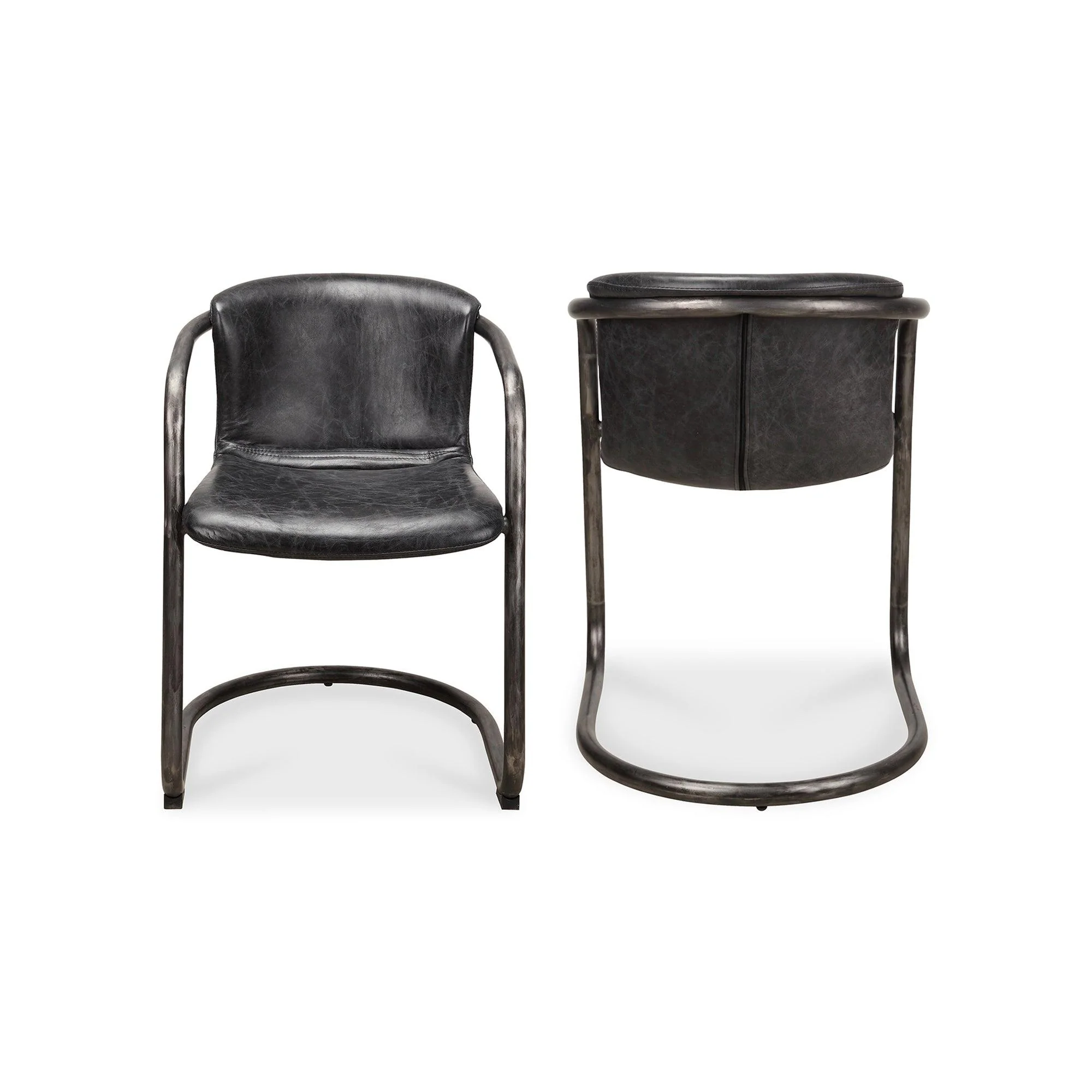 Freeman Dining Chair Onyx Black Leather  - Set Of Two - Frankwebs