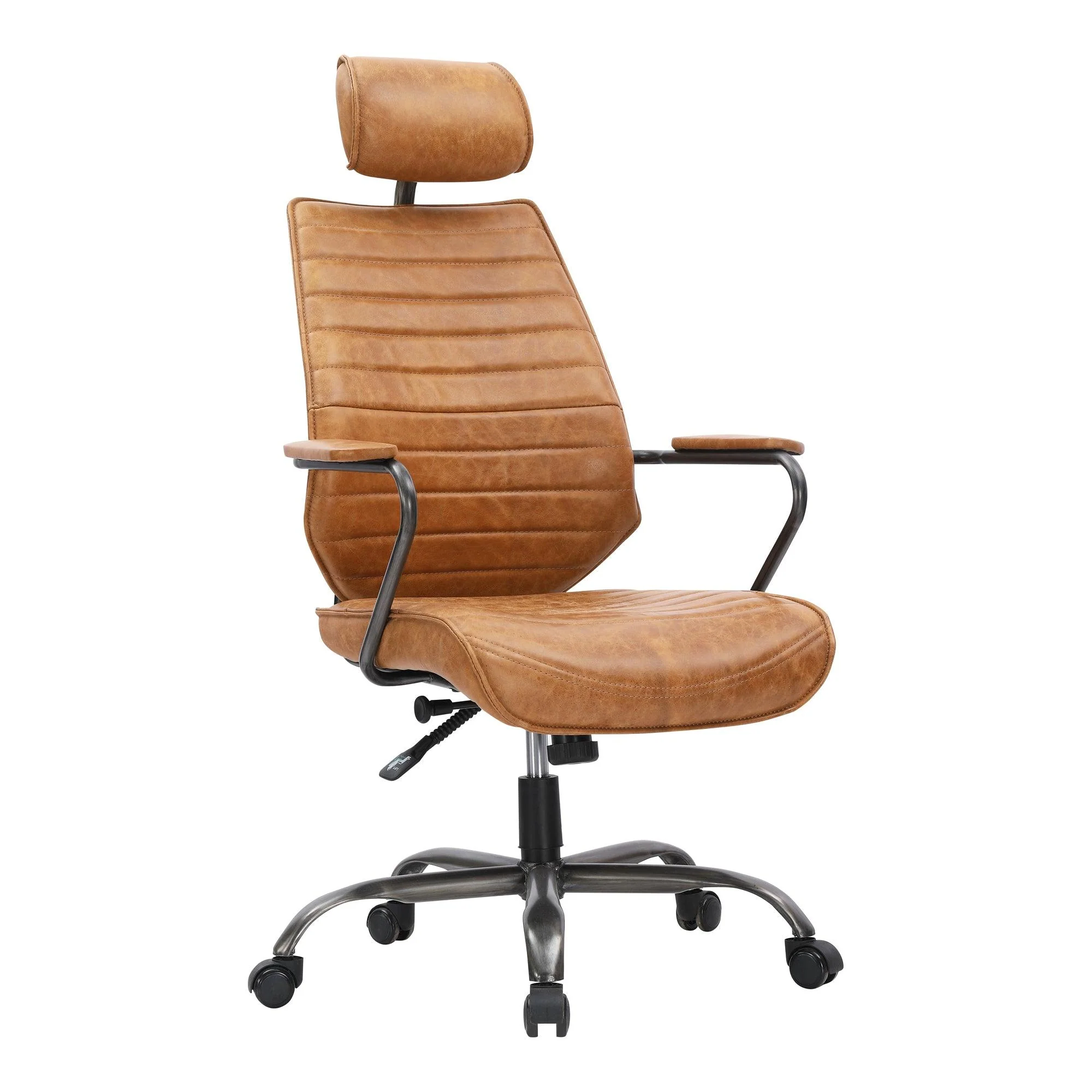 Executive Swivel Office Chair Cigare Tan Leather - Frankwebs