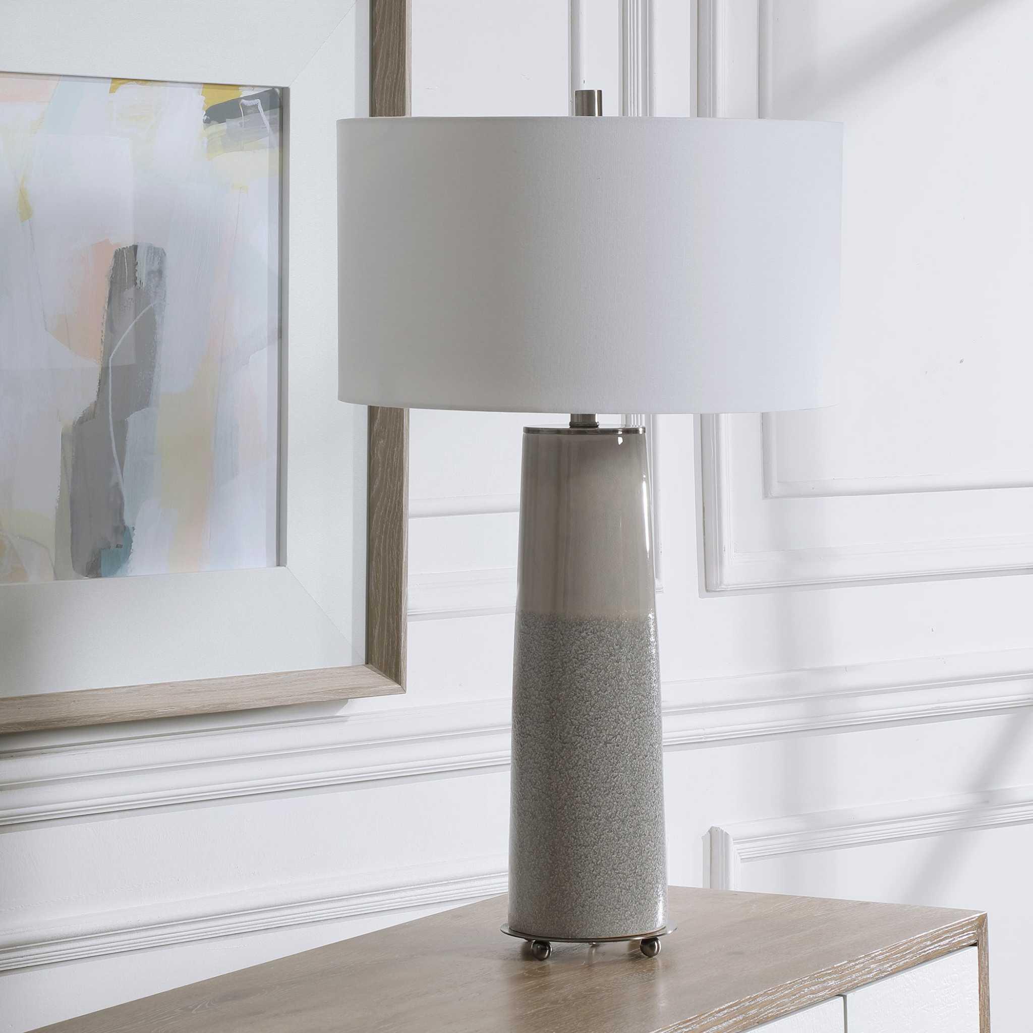ABDEL GRAY GLAZE TABLE LAMP - Frankwebs
