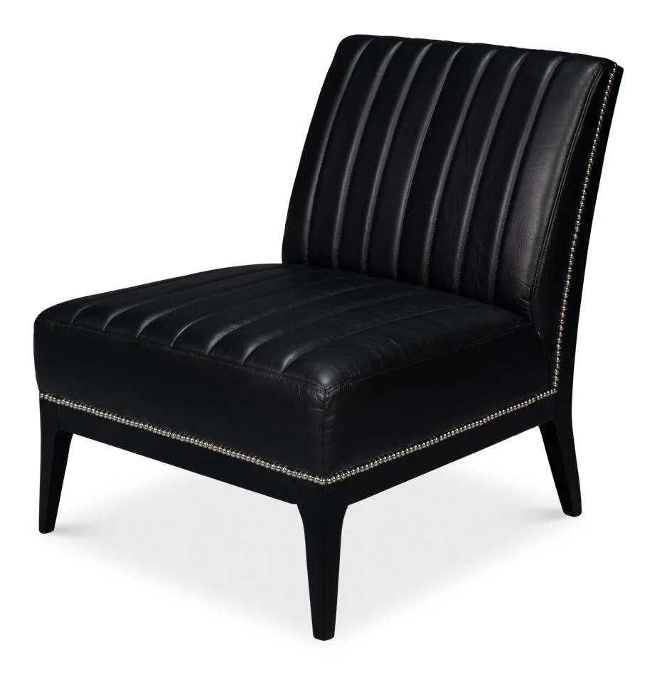 Agave Slipper Chair Distilled Lthr - Blk - Frankwebs