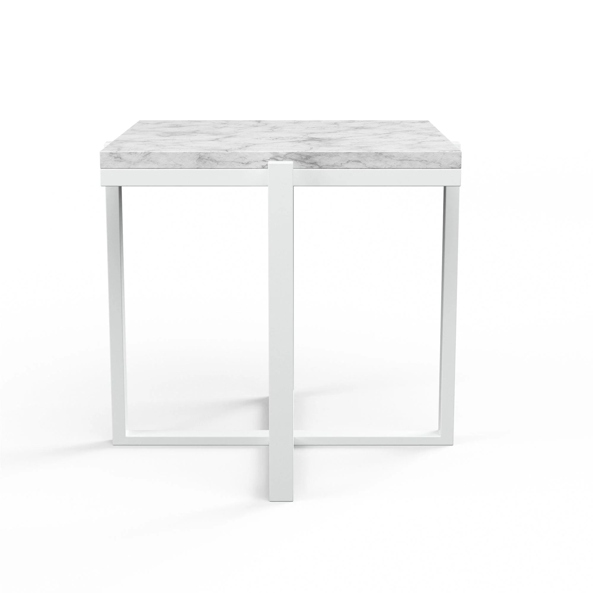 Square End Table, Frost Finish with Carrara Marble Top - Frankwebs