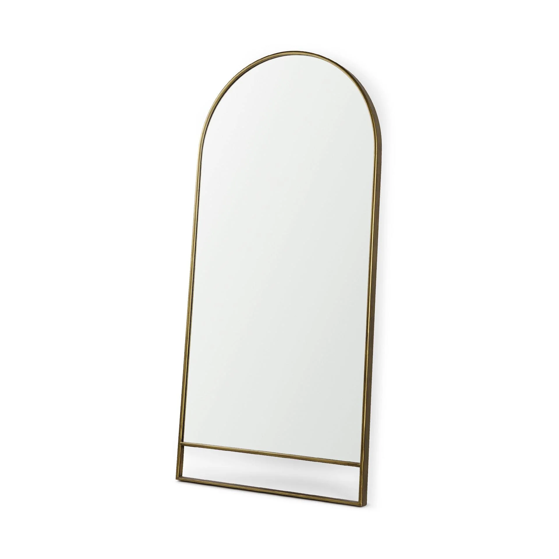 Sadie 36.0L x 2.0W x 76.0H Antique Gold Metal Rounded Arch Floor Mirror - Frankwebs