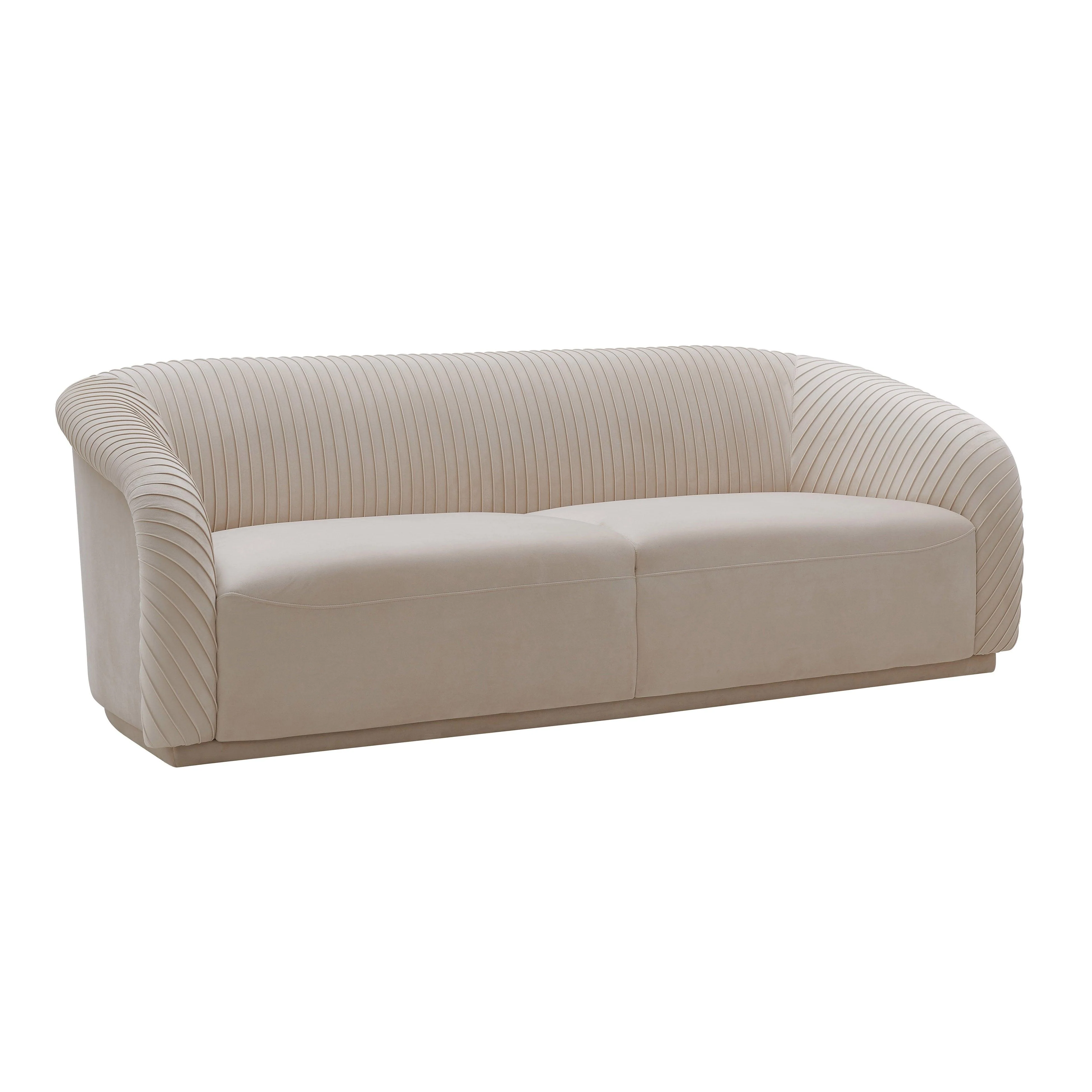 Yara Pleated Beige Velvet Sofa - Frankwebs