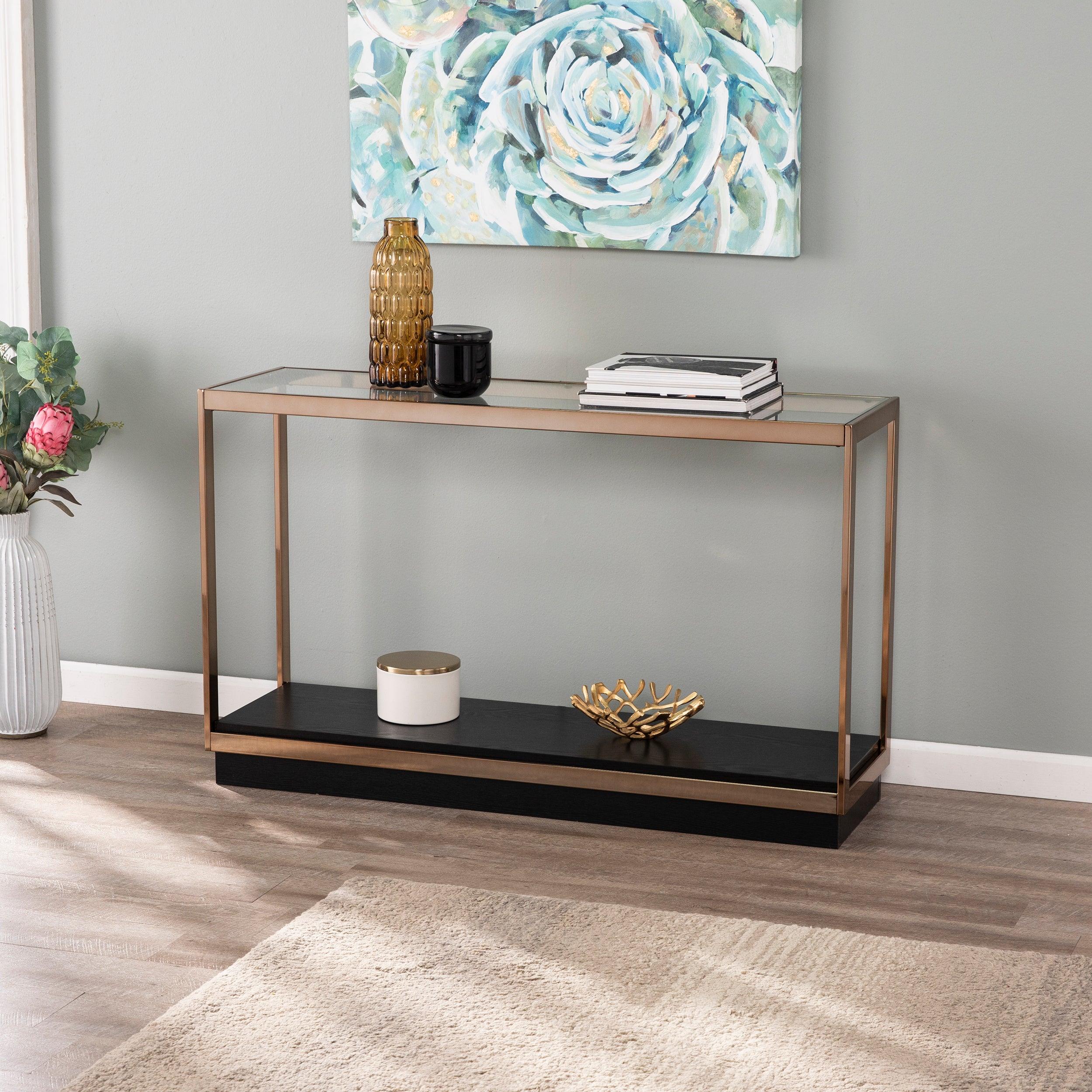 Lexina Glass-Top Console Table - Frankwebs