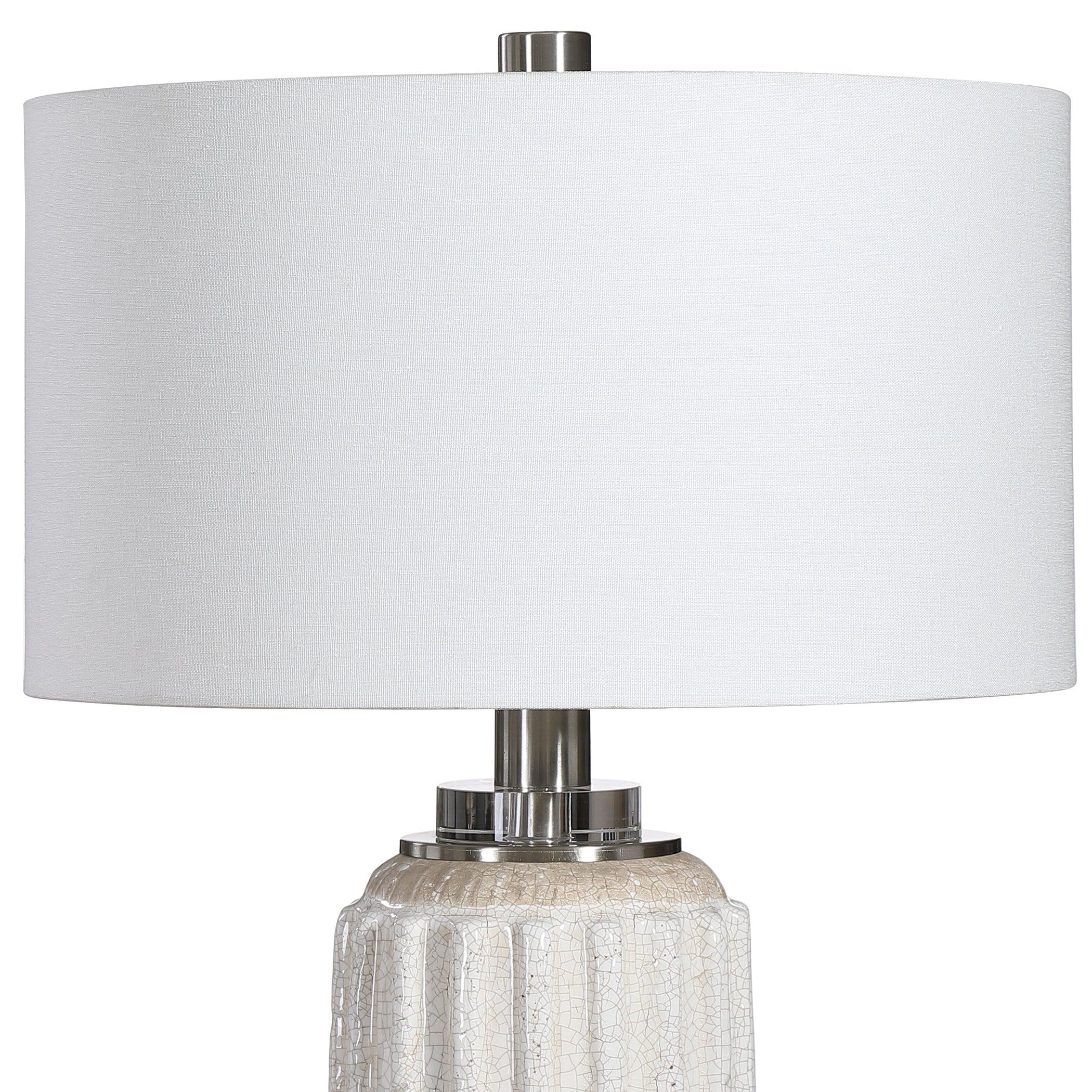 AZARIAH WHITE CRACKLE TABLE LAMP - Frankwebs
