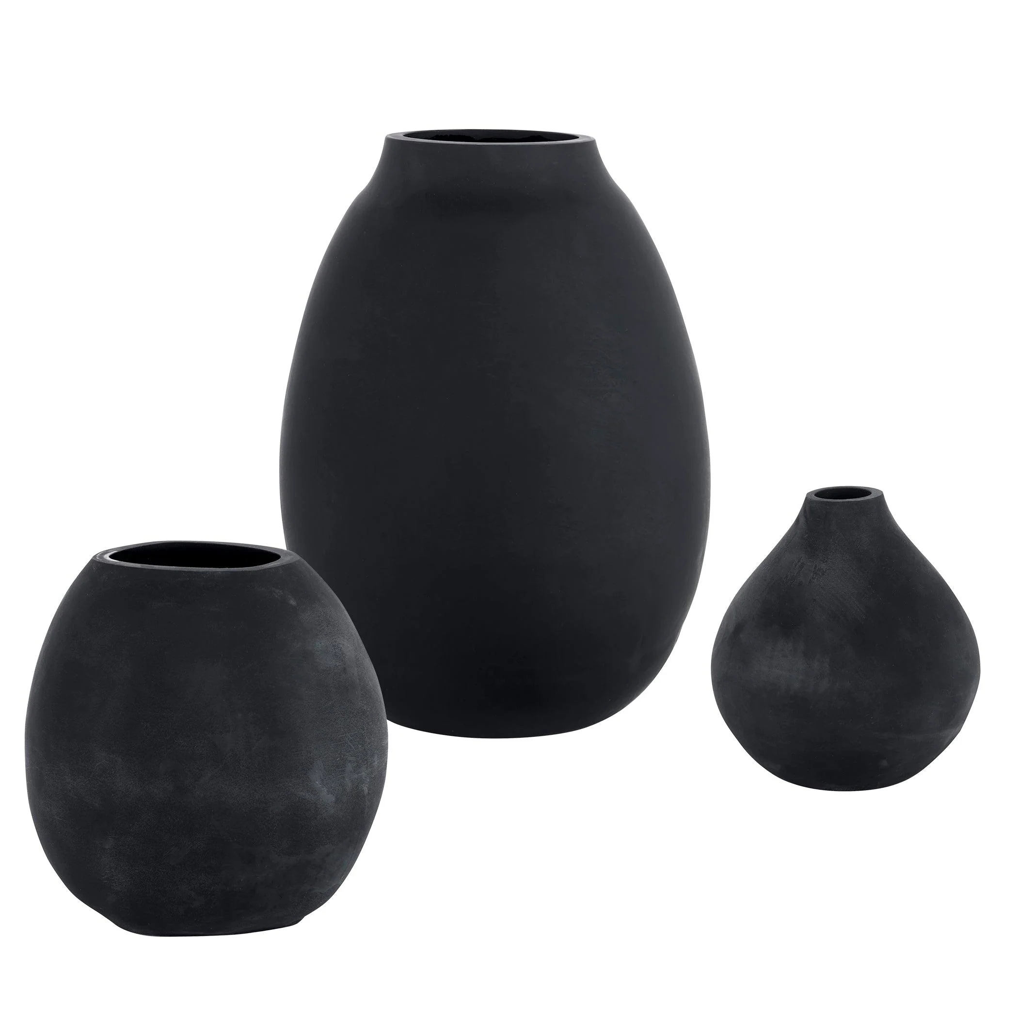 Hearth Matte Black Vases, Set/3 - Frankwebs