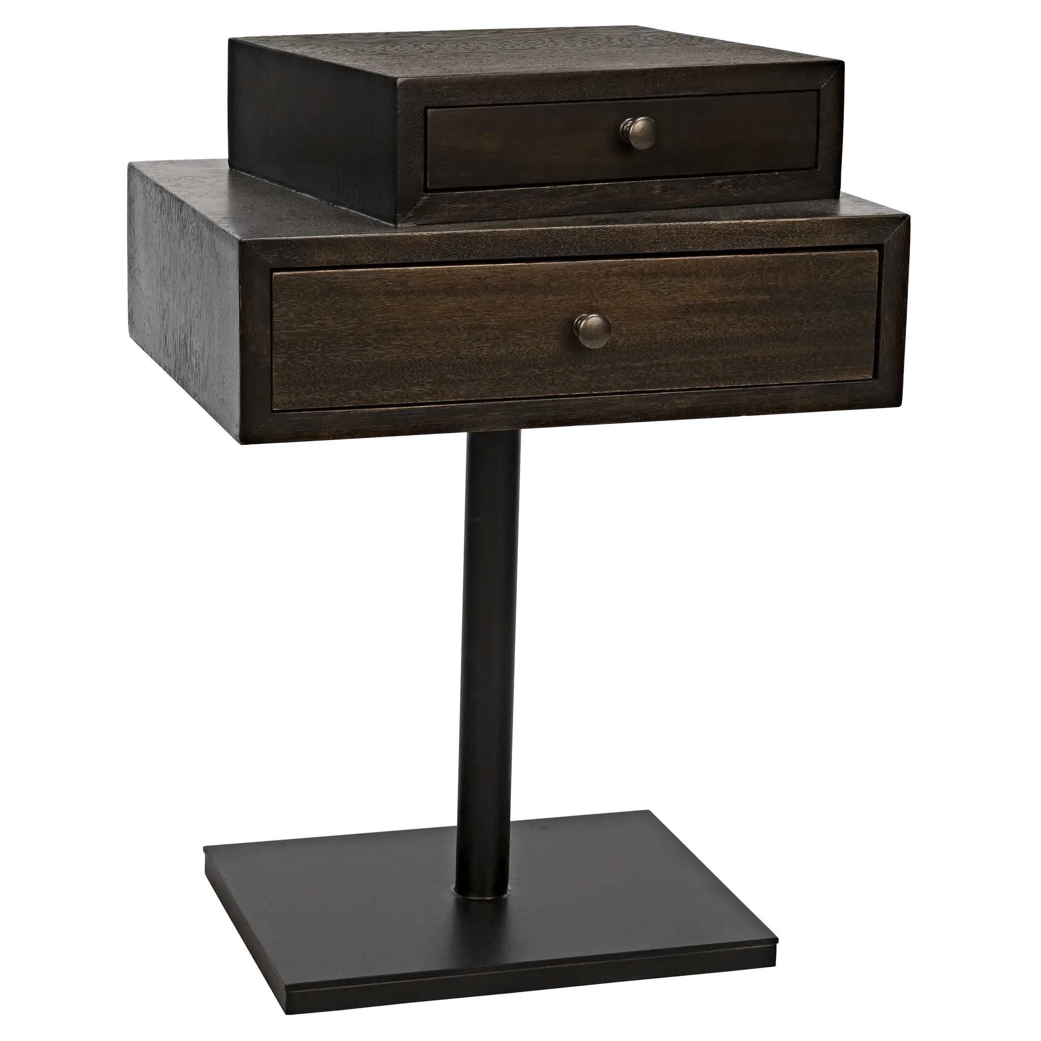 Enola Side Table, Ebony Walnut with Steel Base - Frankwebs