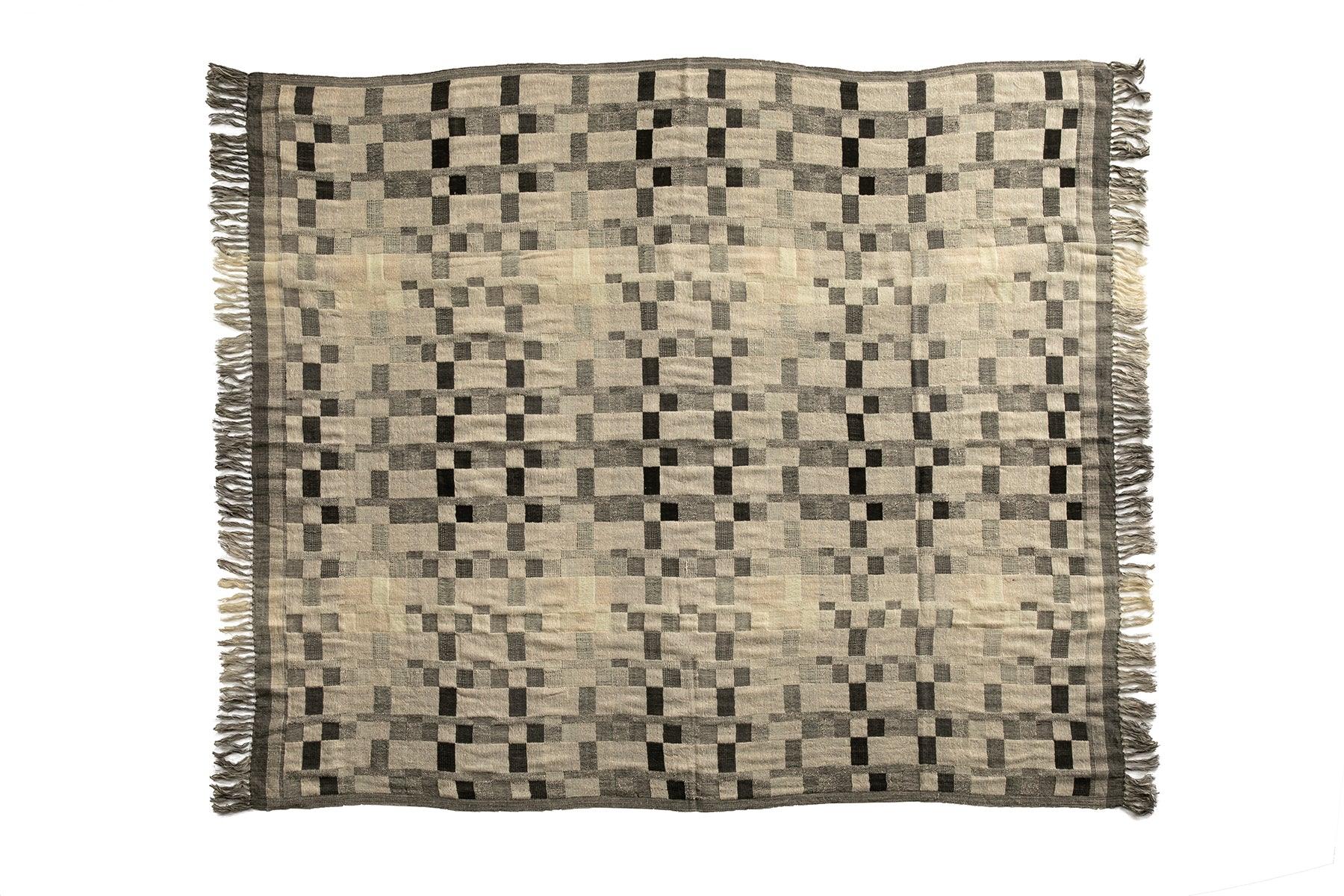 Mojave Throw Wool/Silk White Black - Frankwebs